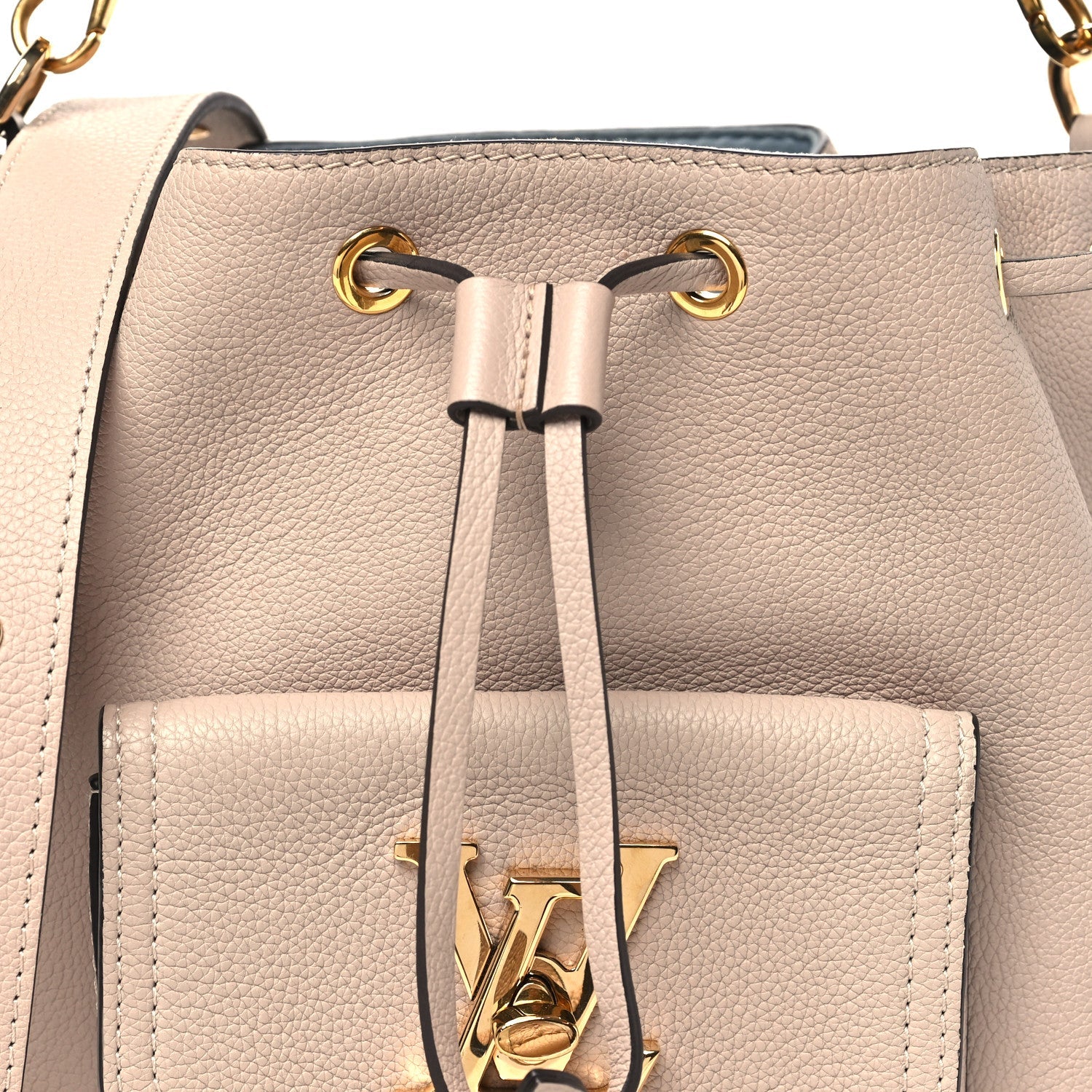 Calfskin Lockme Bucket MM Greige