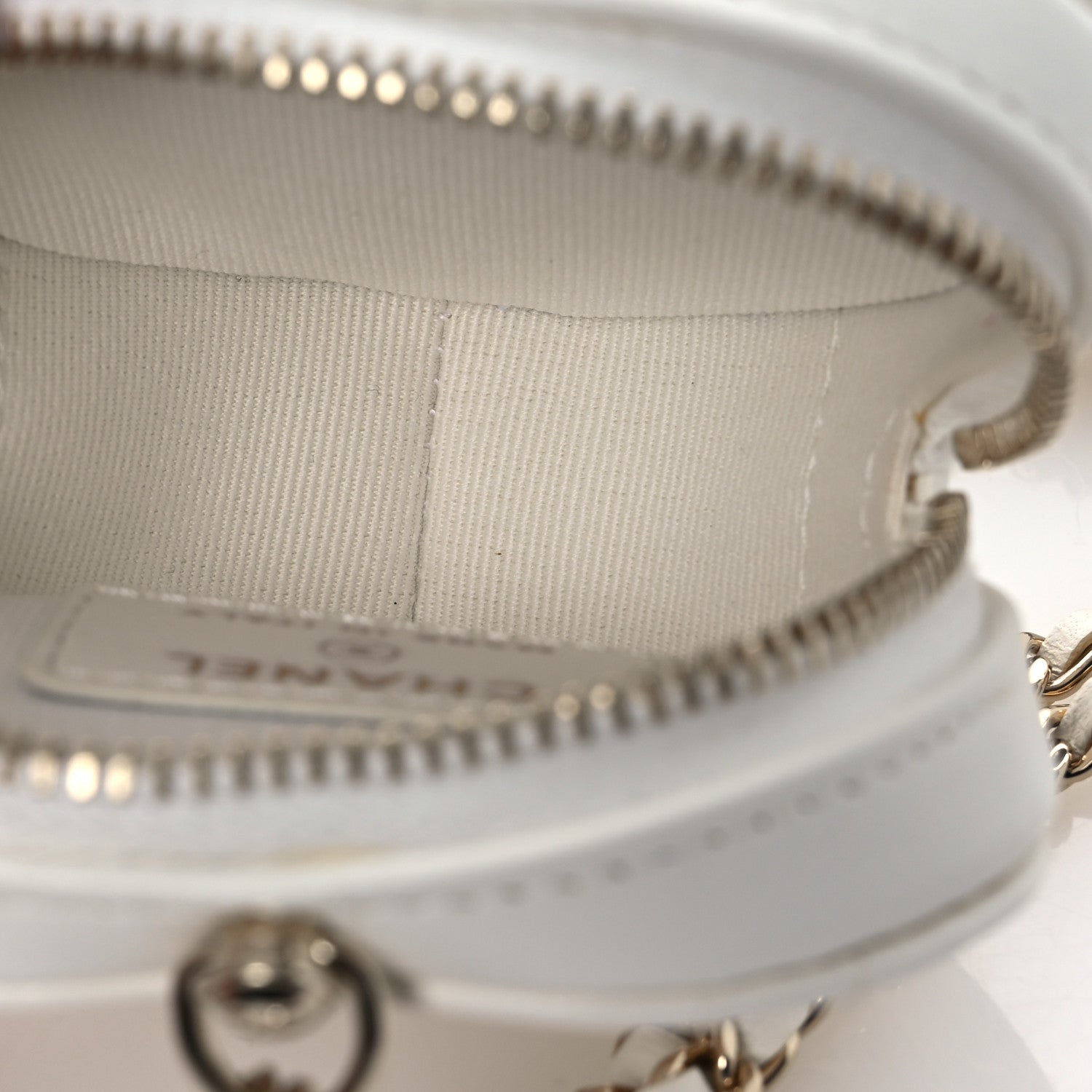 Lambskin Quilted CC In Love Heart Coin Purse With Chain White