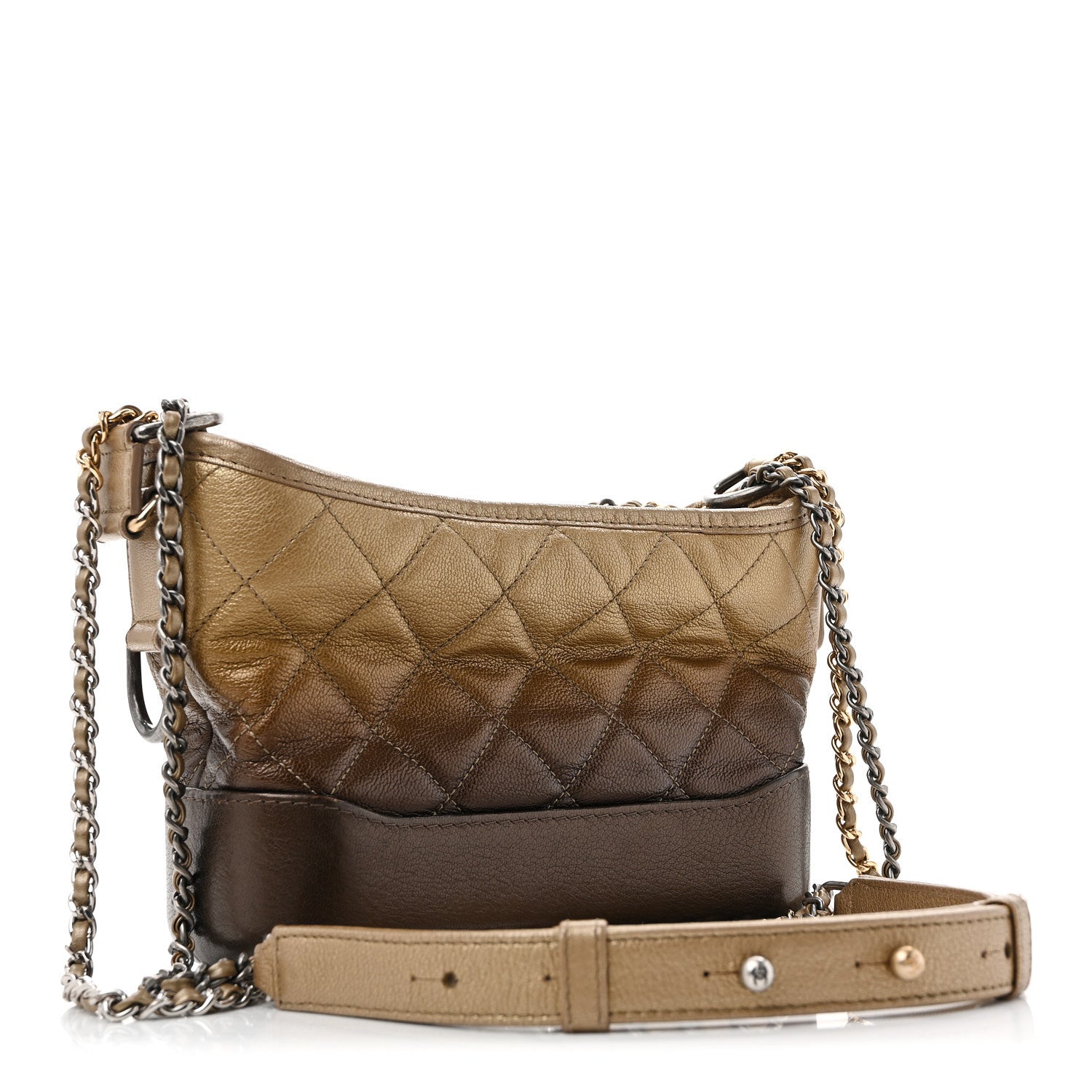 Metallic Goatskin Quilted Small Gabrielle Hobo Gold Bronze