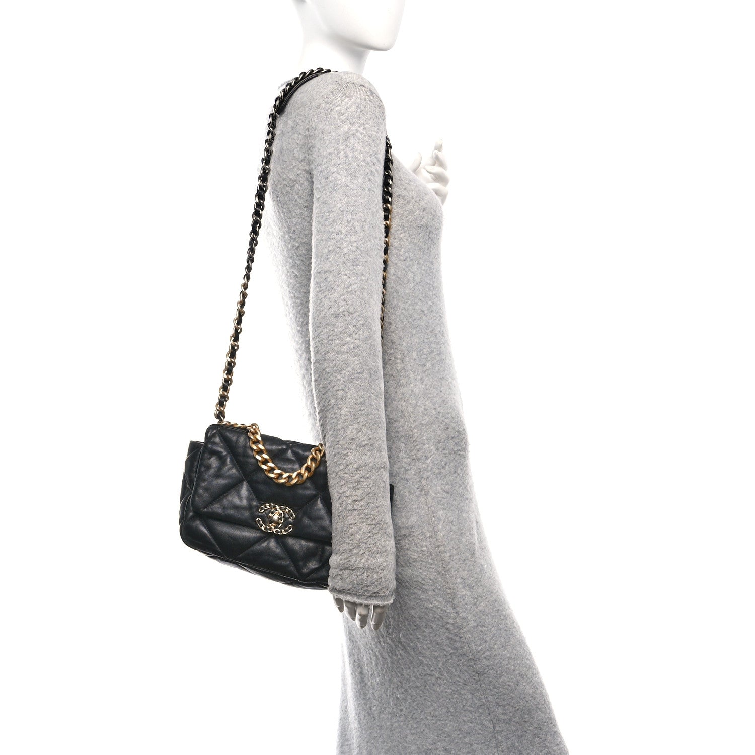 Lambskin Quilted Medium Chanel 19 Flap Black