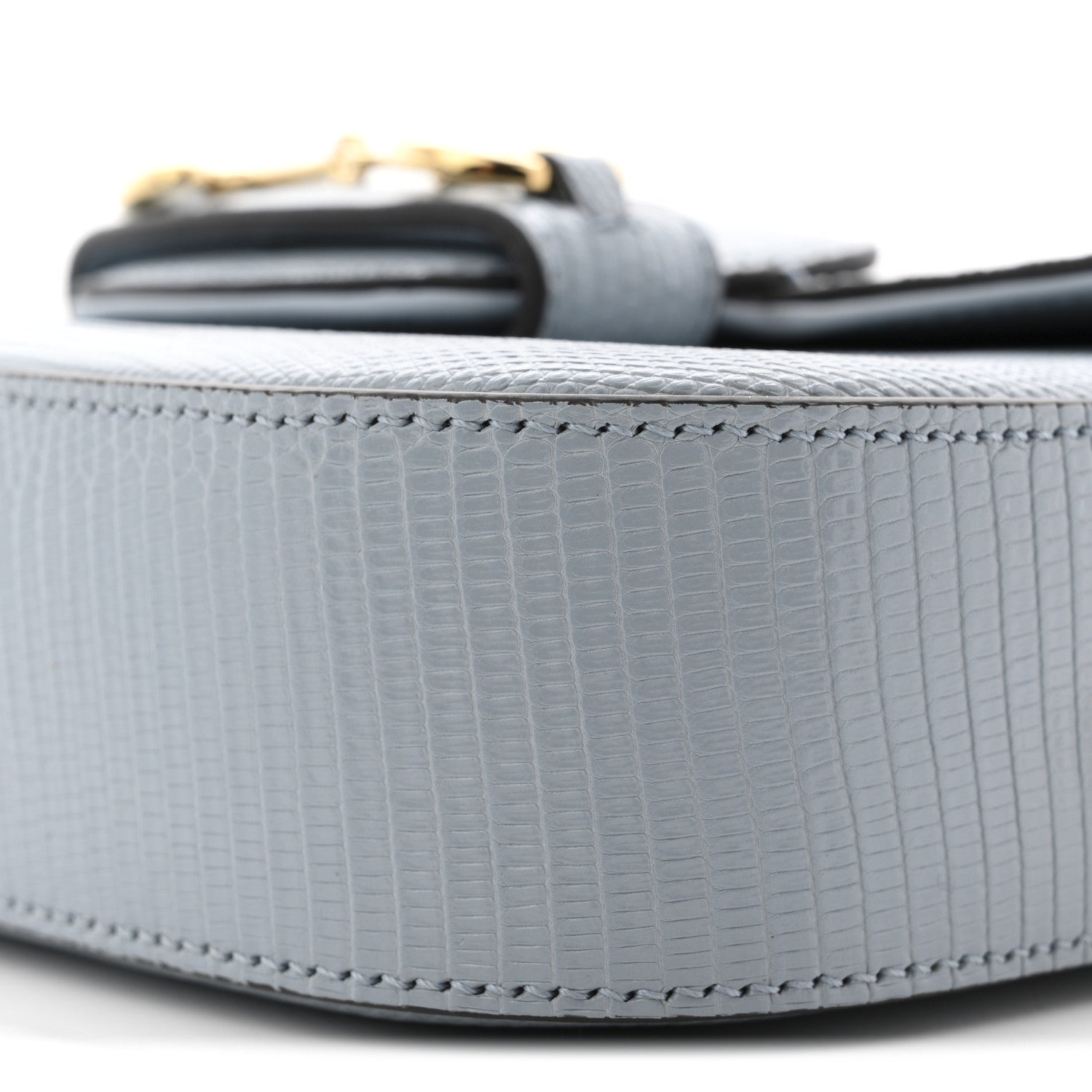 Lizard Web Mini Horsebit 1955 Shoulder Bag Light Blue