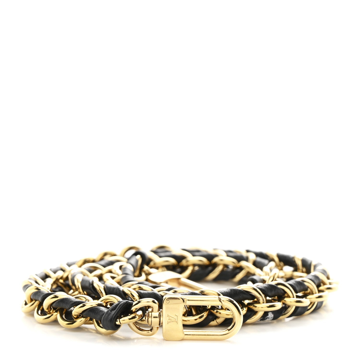 Calfskin Vanity Chain Pouch Shoulder Strap Black Gold
