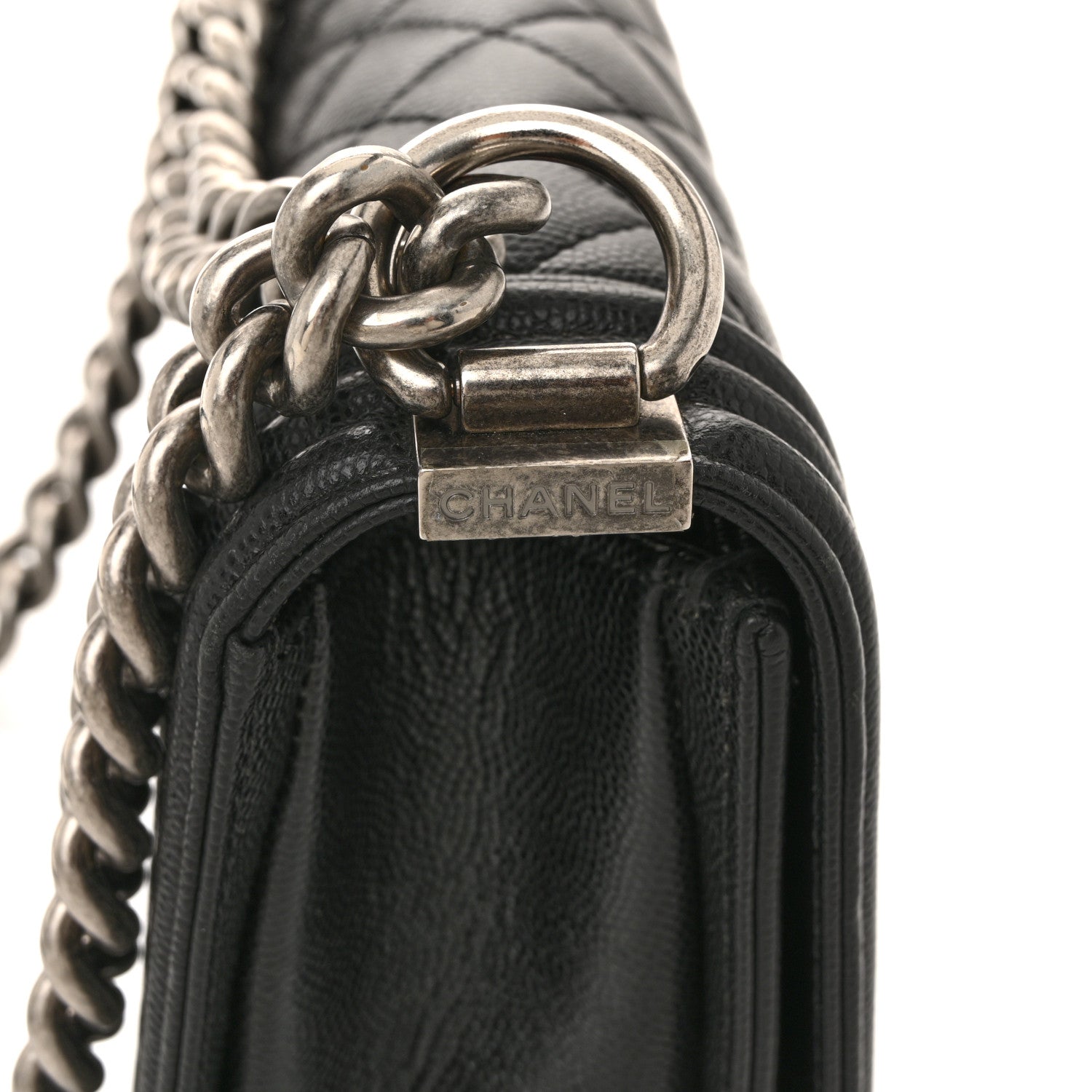 Caviar Quilted Small Boy Flap Black