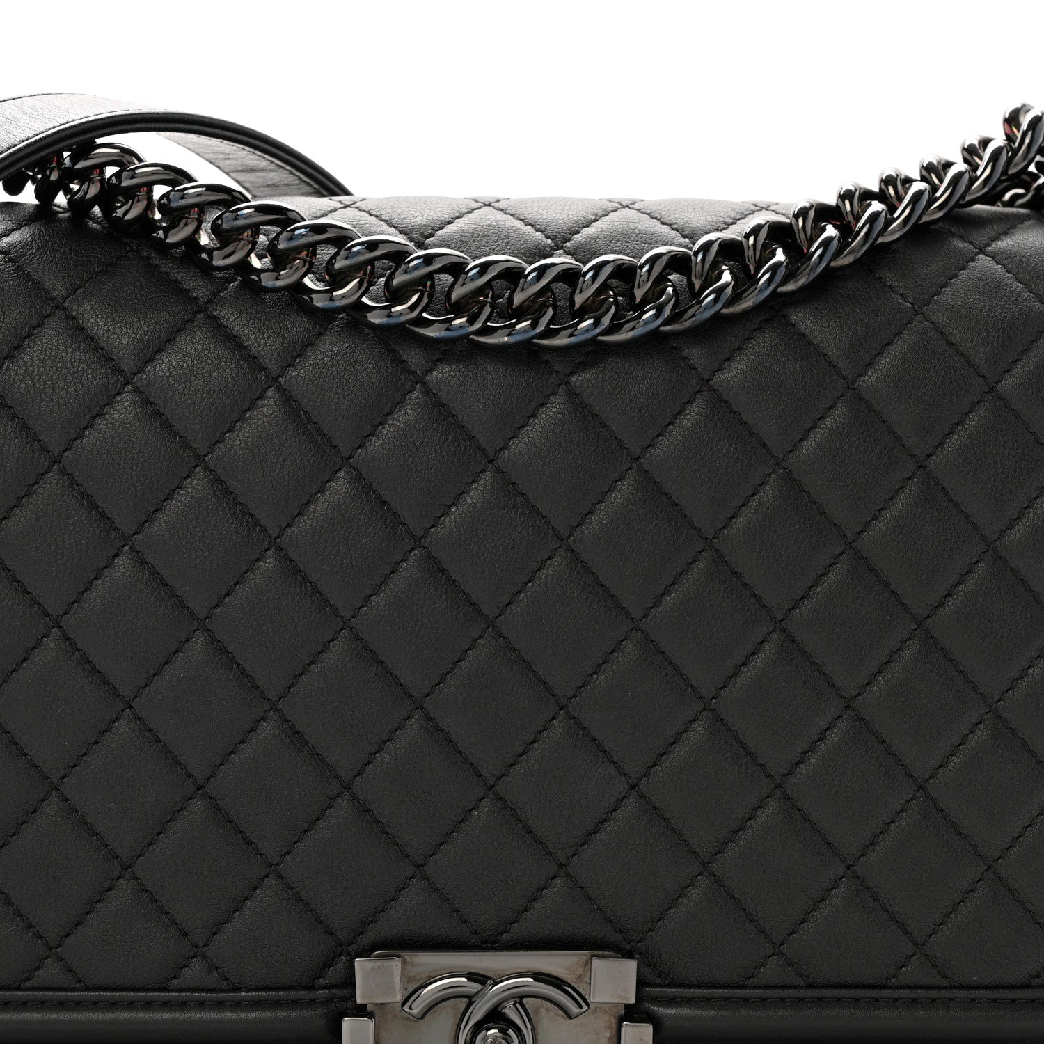 Calfskin Quilted New Medium Boy Flap So Black