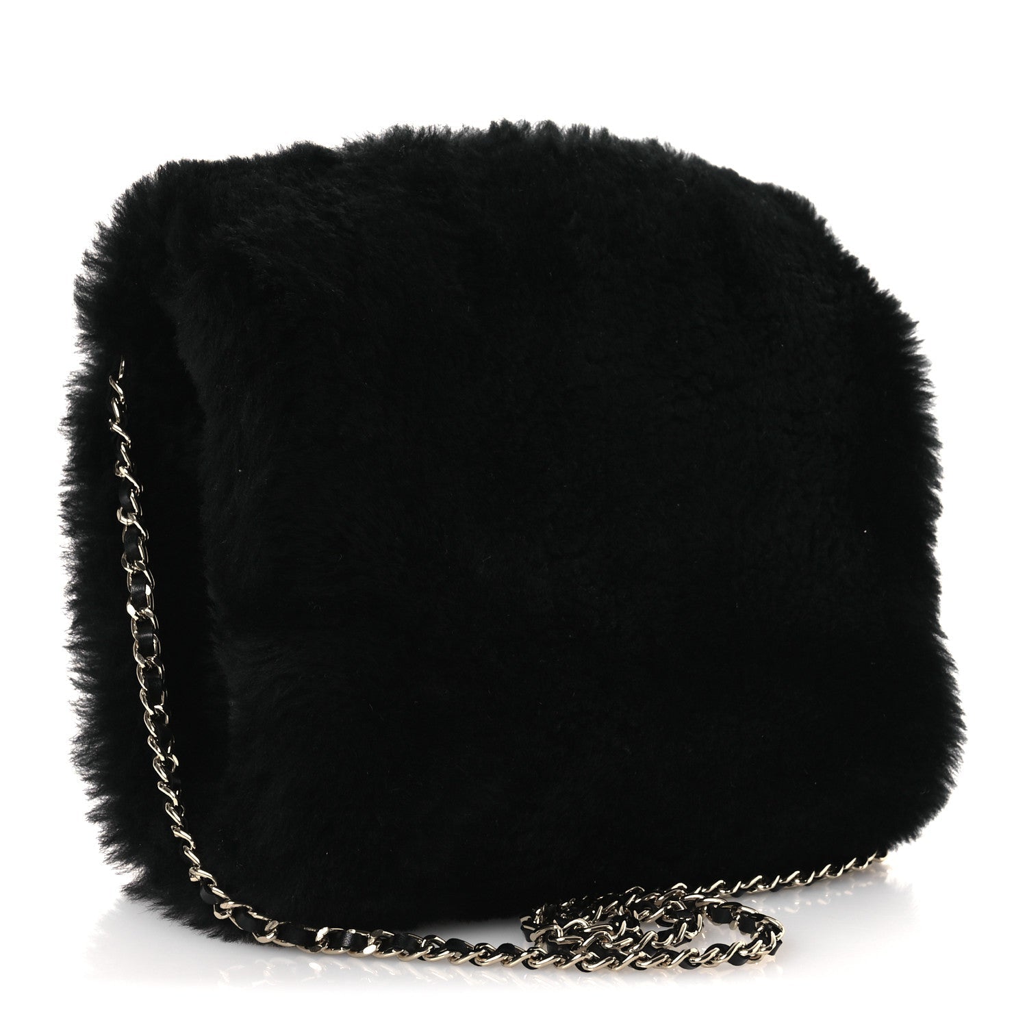 Muff Shearling Lambskin Bag Black Ecru