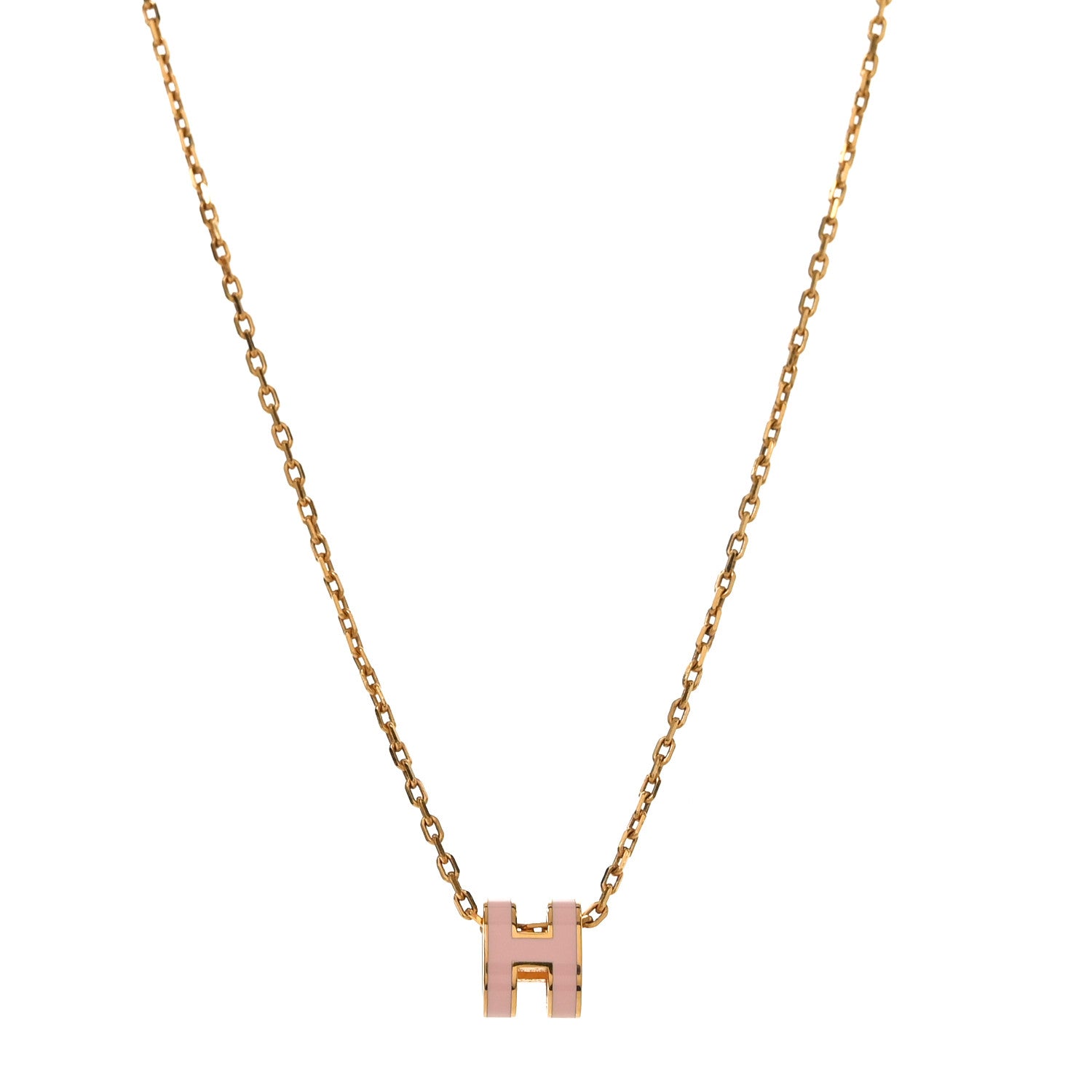 Lacquered Rose Gold Mini Pop H Pendant Necklace Rose Dragee