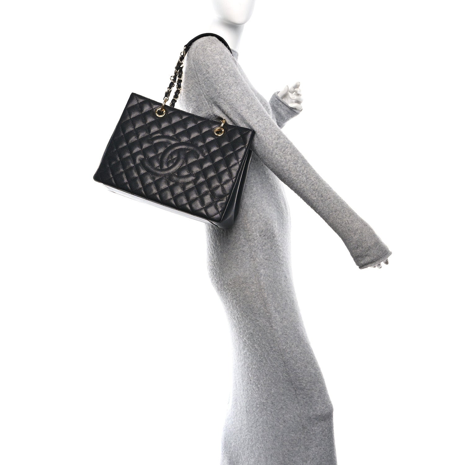 Caviar Quilted Grand Shopping Tote GST Black