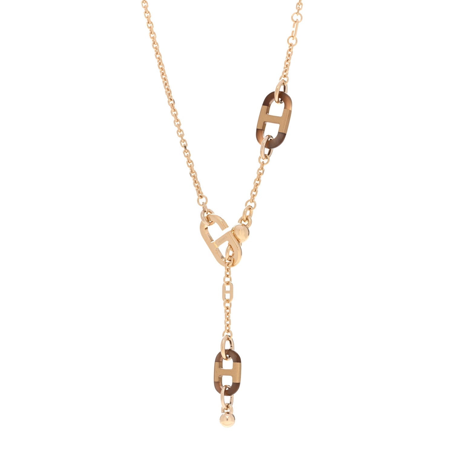 Lacquered Horn Permabrass Sur Mer Necklace Small Model Gold Black