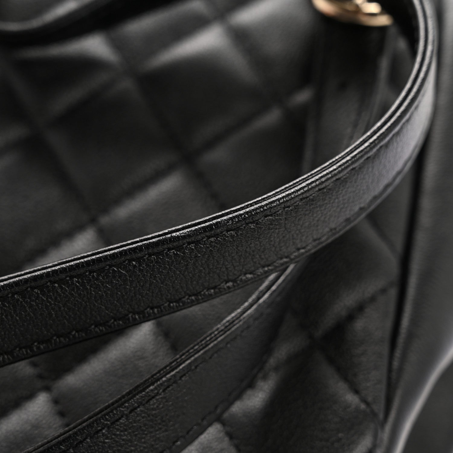 Calfskin Quilted Mini Duma Pockets Drawstring Backpack Black