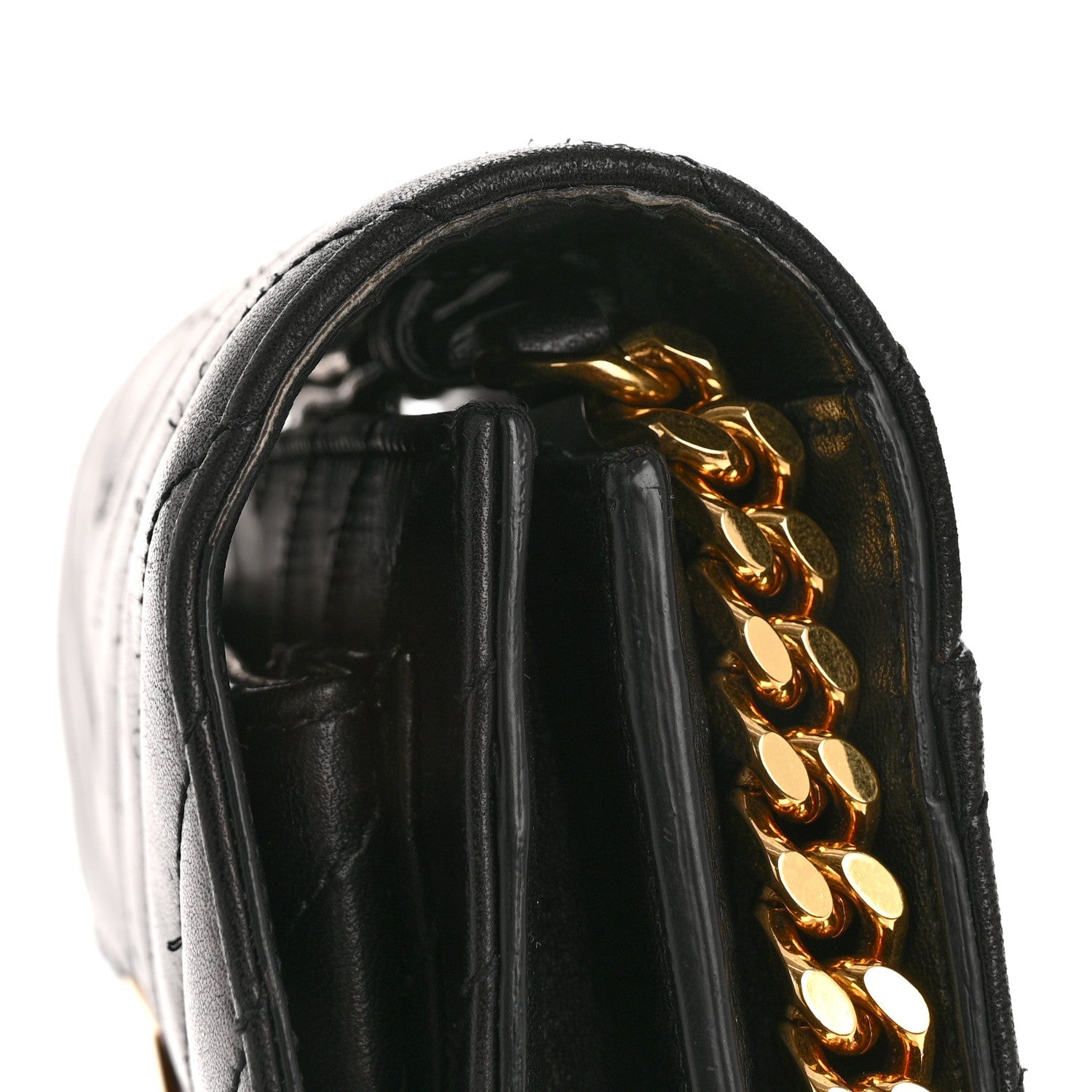 Lambskin Chevron Quilted Small High School Satchel Black