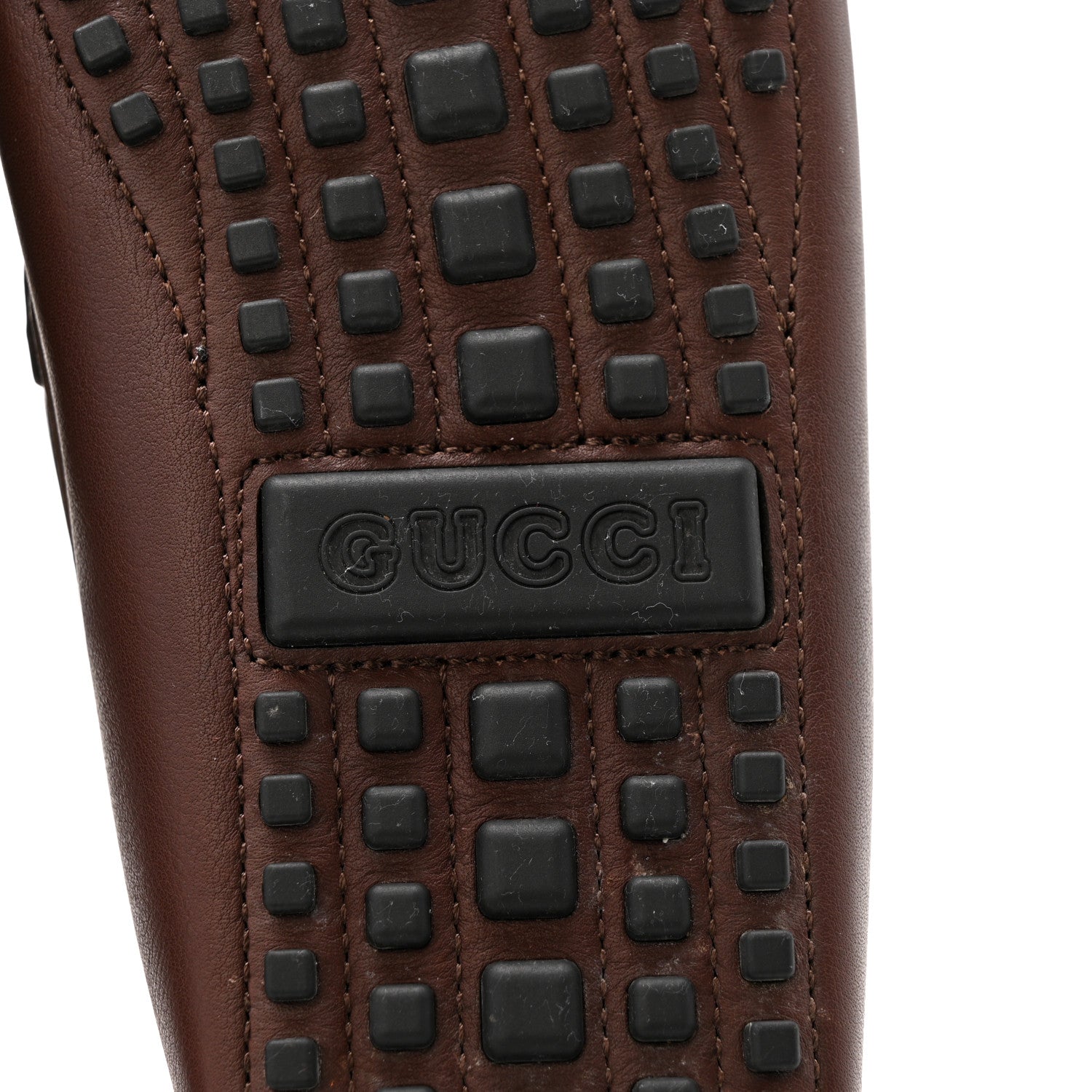Calfskin Fringe Interlocking G Mens Driver Loafers 8 Brown