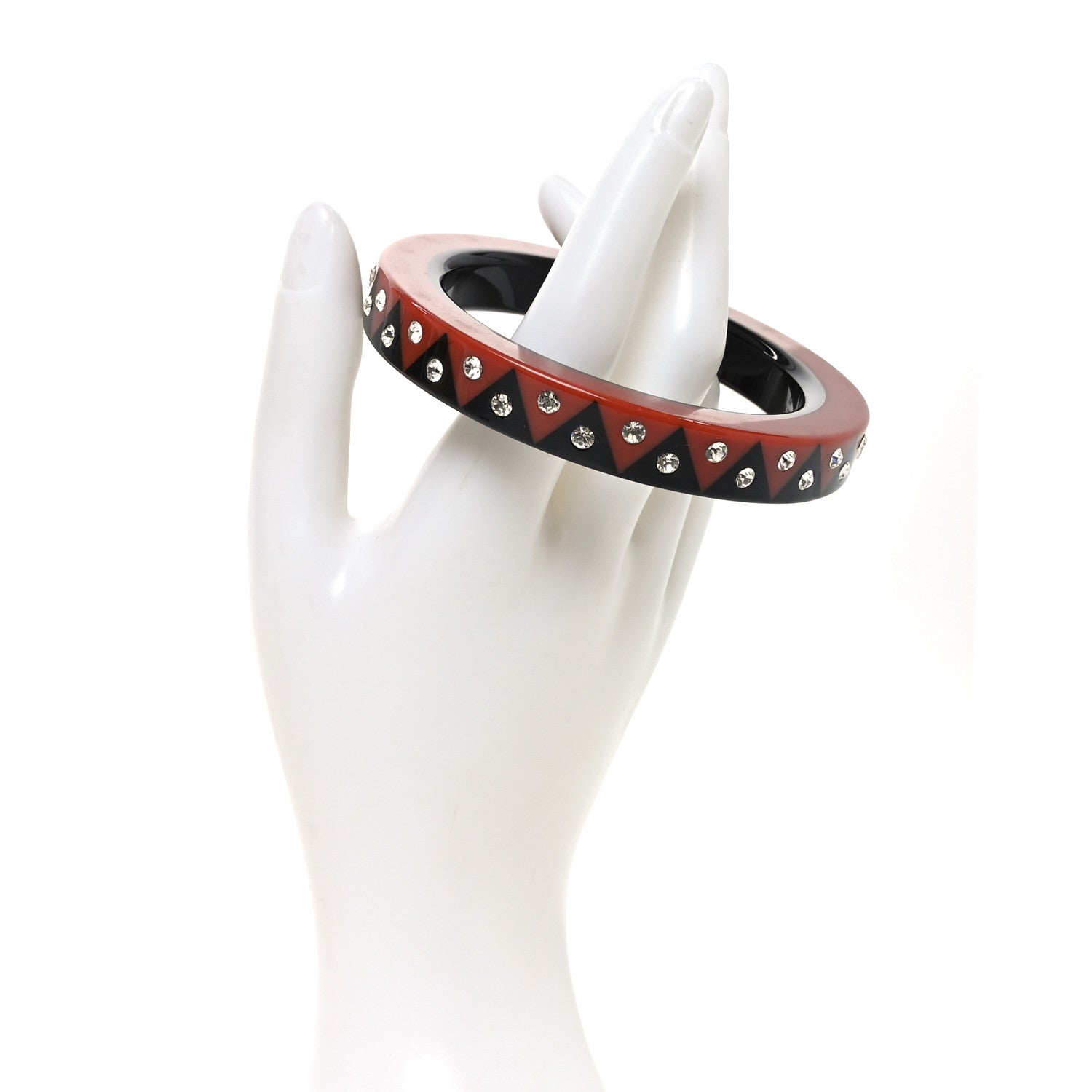Crystal Resin Zigzag Bangle Bracelet M Black Caramel
