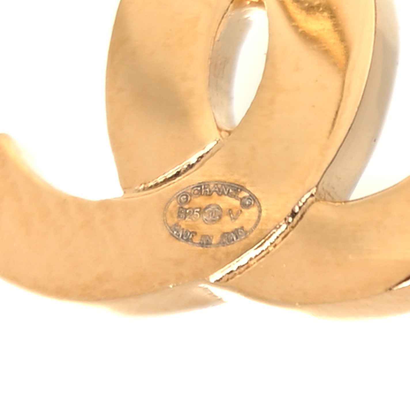 Metal CC Paris Button Stud Earrings Gold