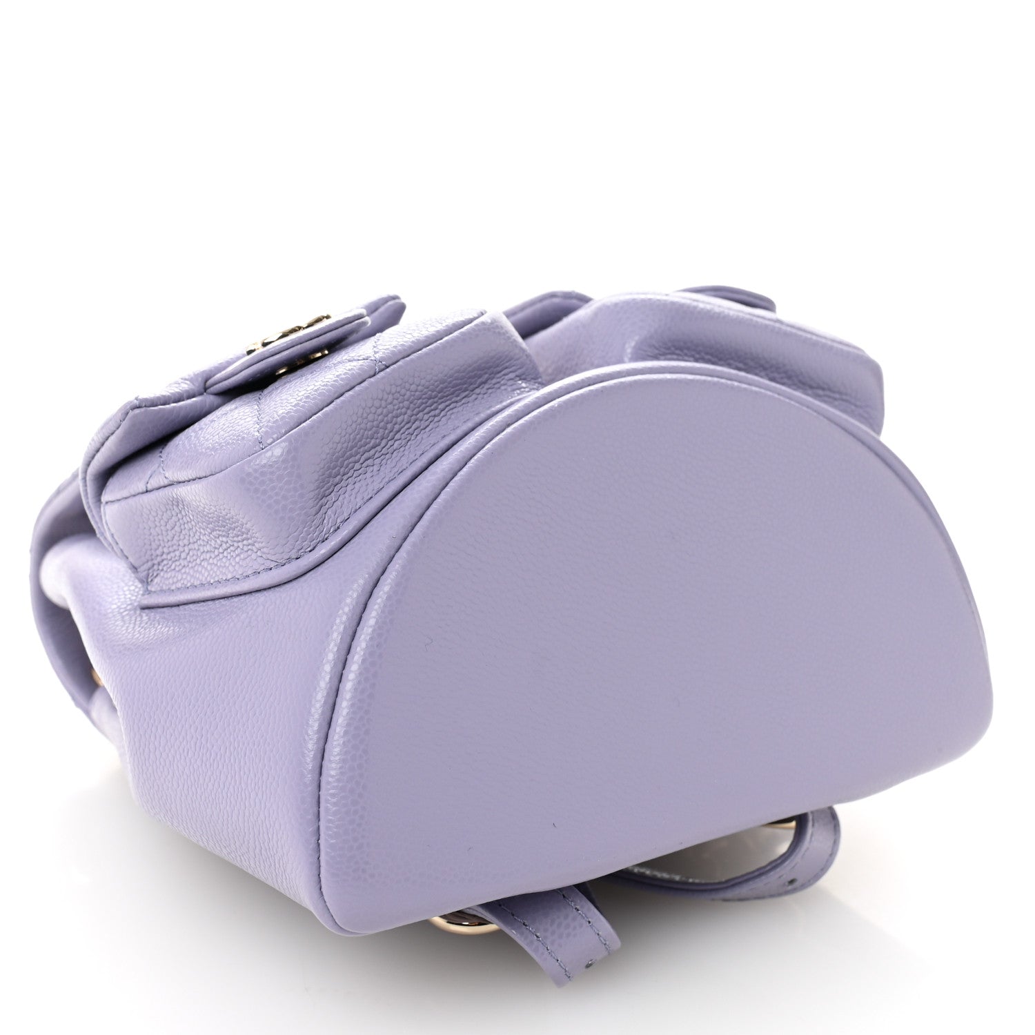 Shiny Caviar Quilted Small Duma Pockets Drawstring Backpack Light Purple