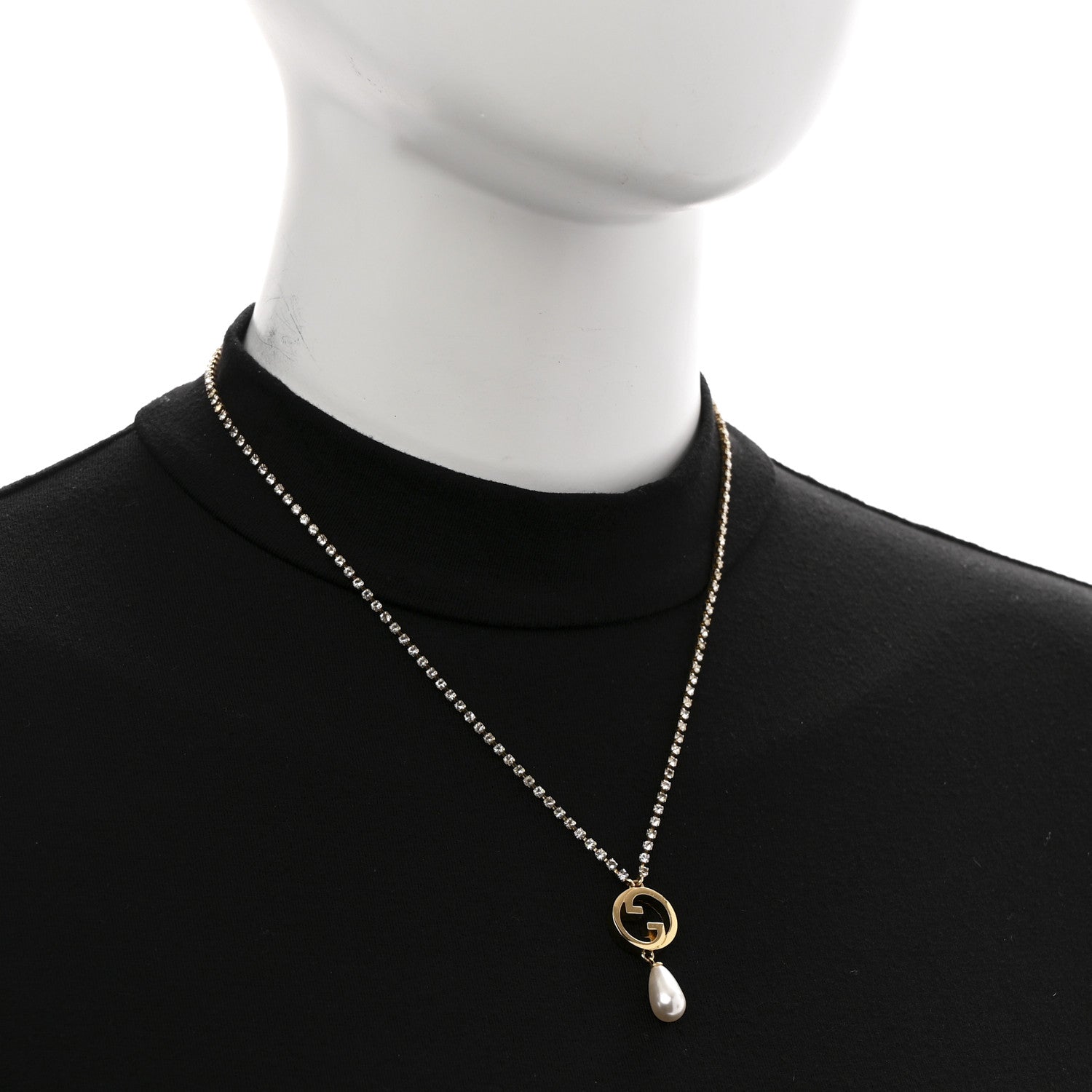 Metal Crystal Pearl Blondie Necklace Gold