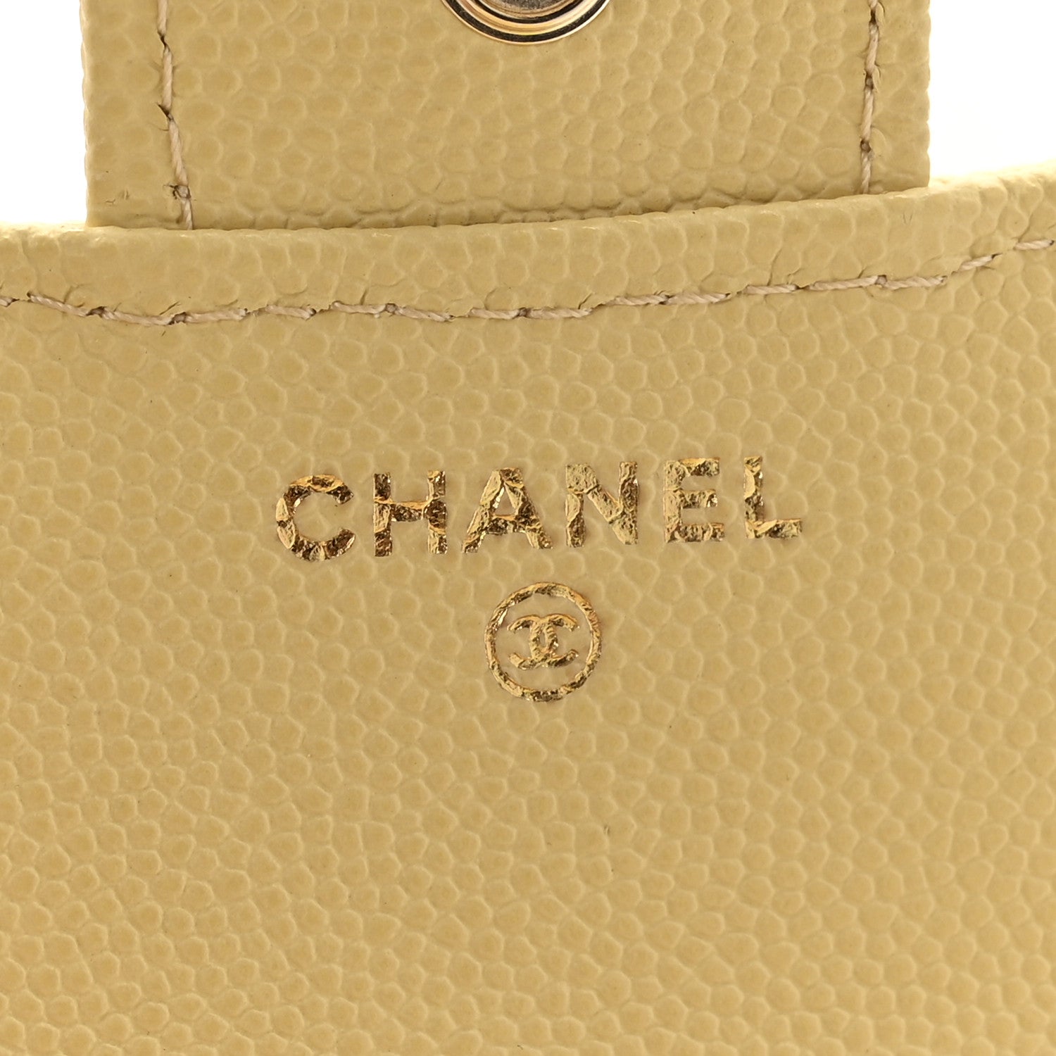 Caviar Quilted Compact Flap Wallet Yellow