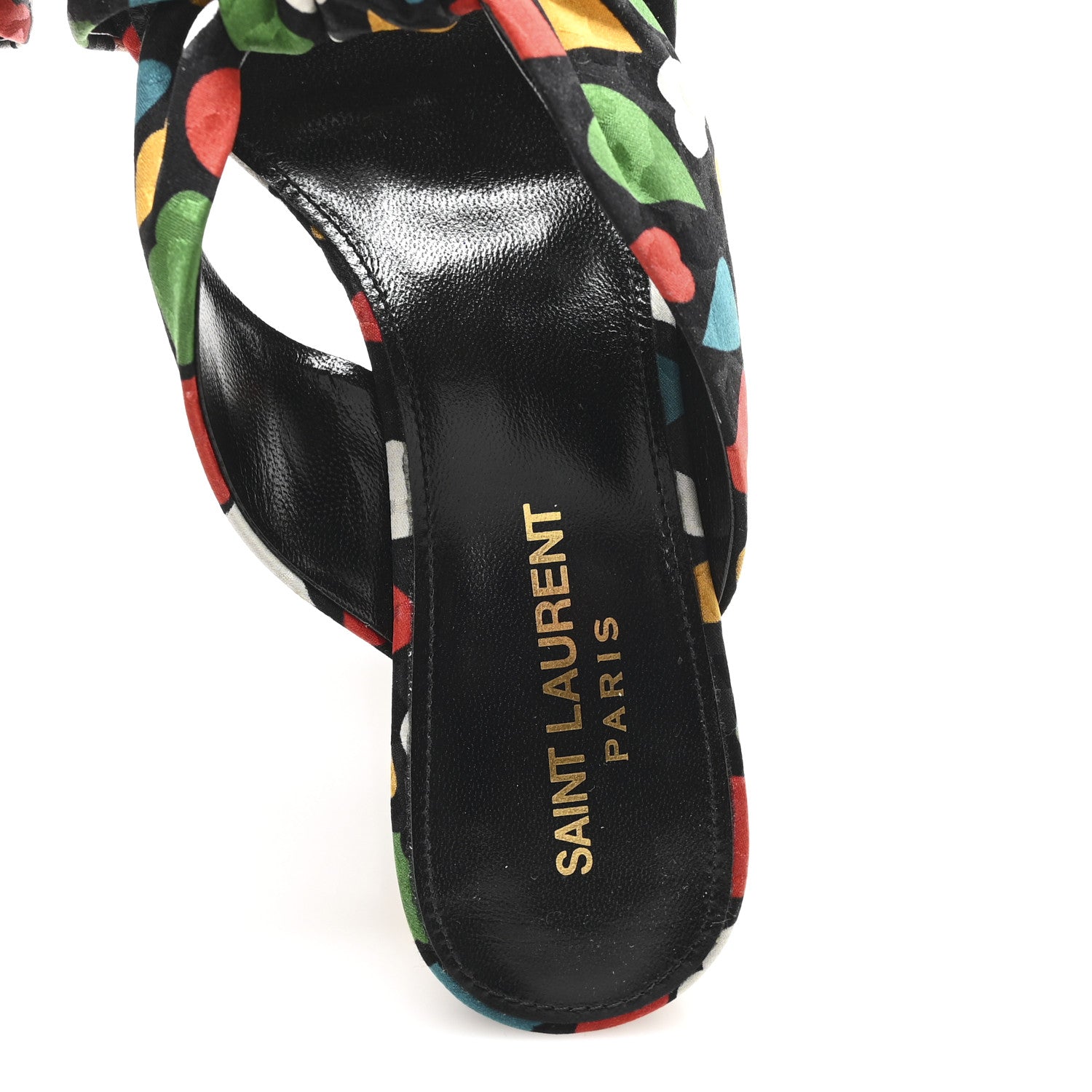 Satin Heart Bianca Knotted Mule Sandals 36.5 Black Multicolor