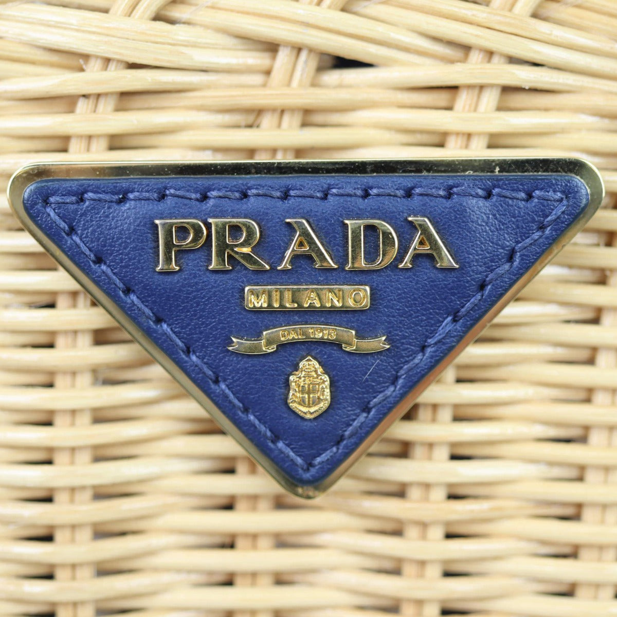 Prada Wicker and Striped Canvas Tote