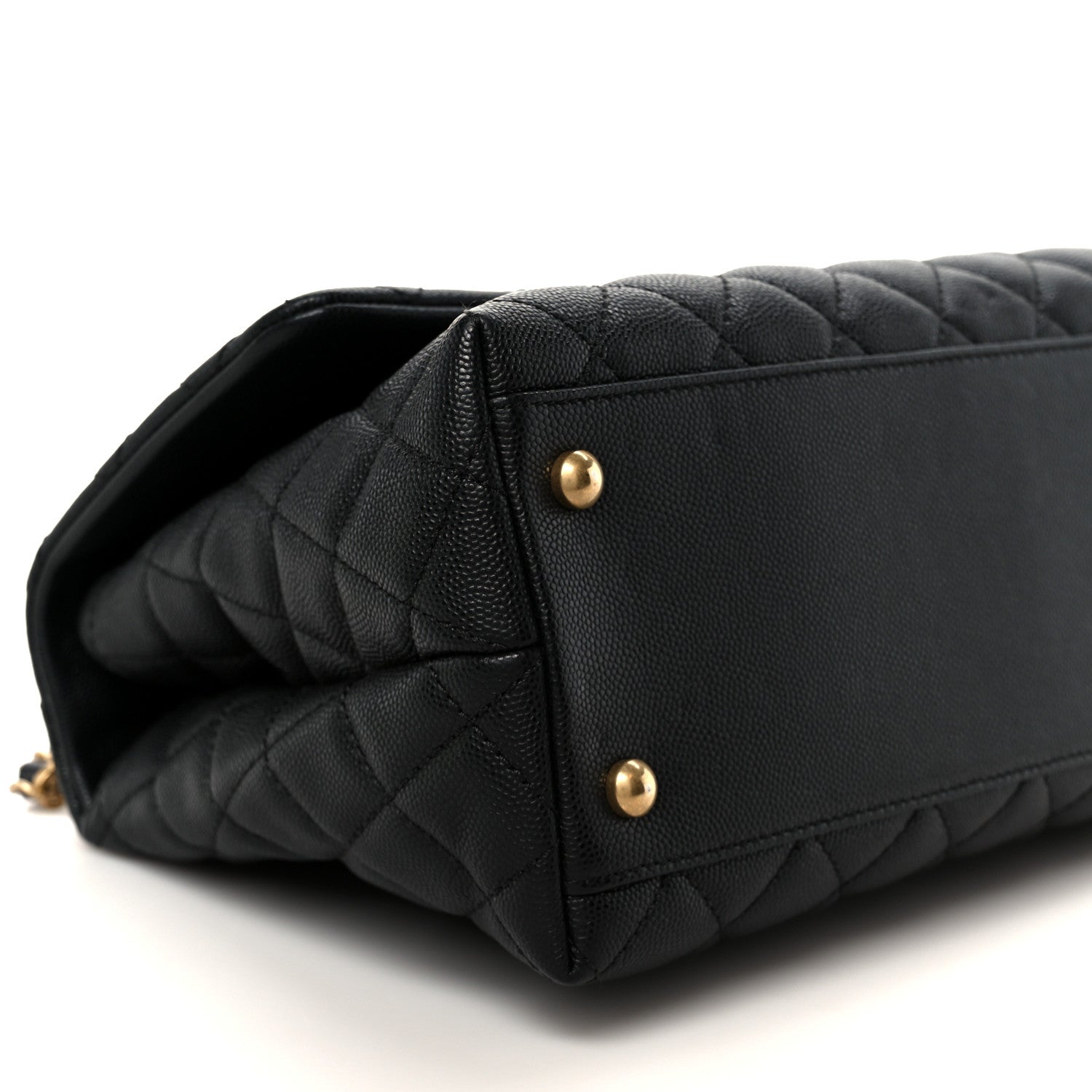 Caviar Quilted Small Coco Handle Flap Black