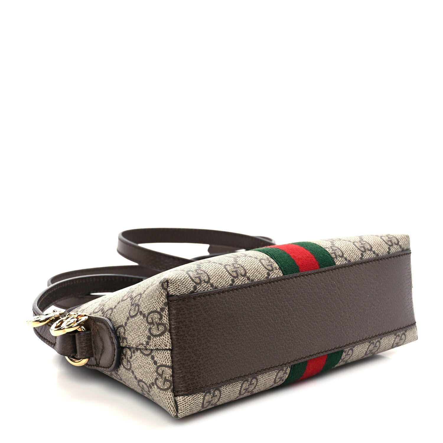 GG Supreme Monogram Textured Dollar Calfskin Web Small Ophidia Dome Shoulder Bag Beige Ebony New Acero