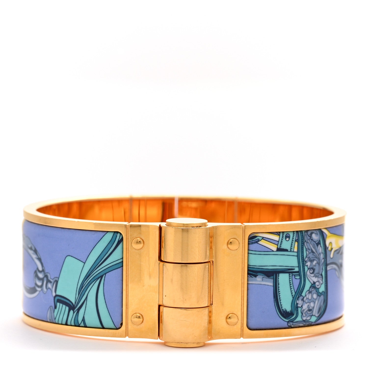 Enamel Printed Charniere Wide Hinged Bracelet S
