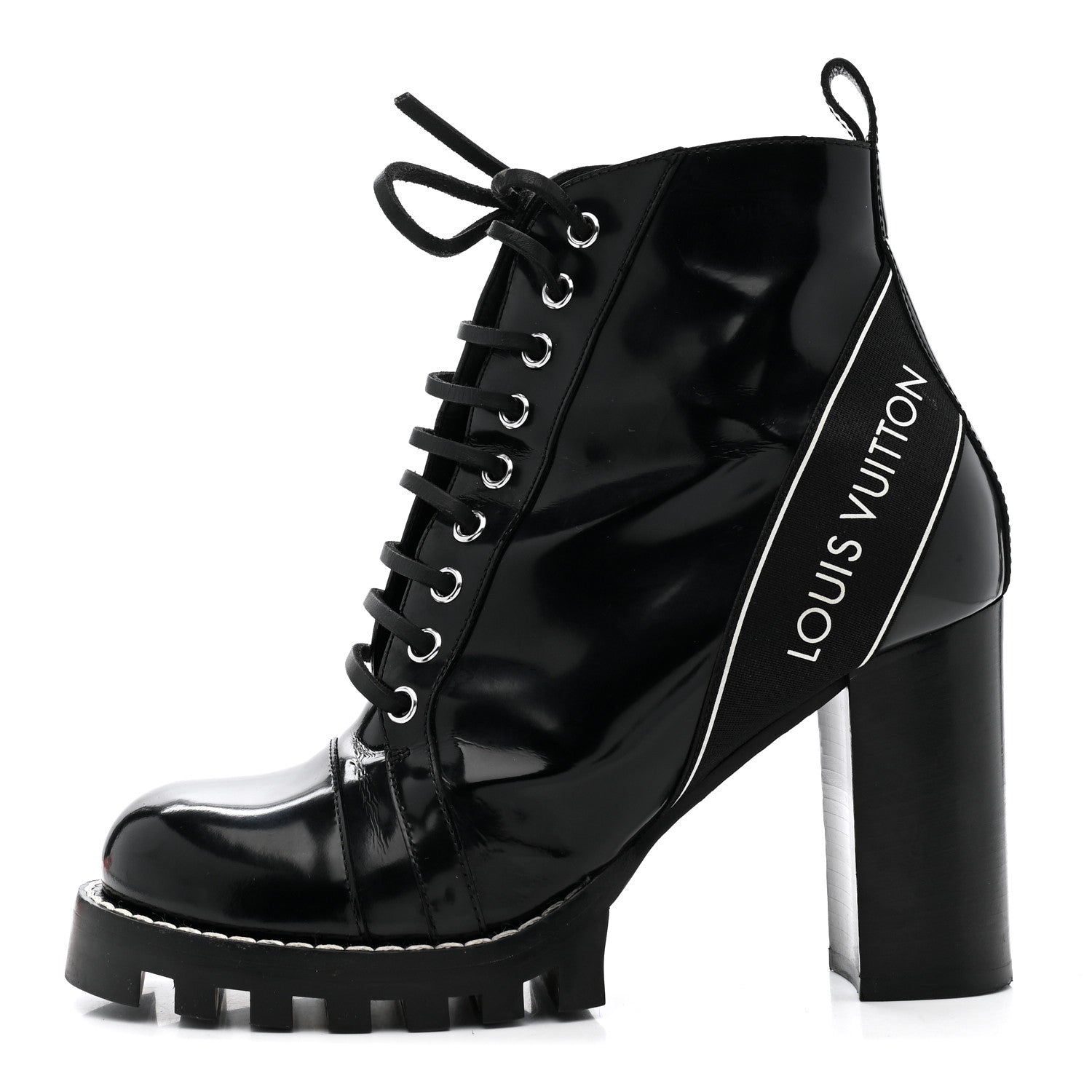 Glazed Calfskin Star Trail Ankle Boots 40 Black