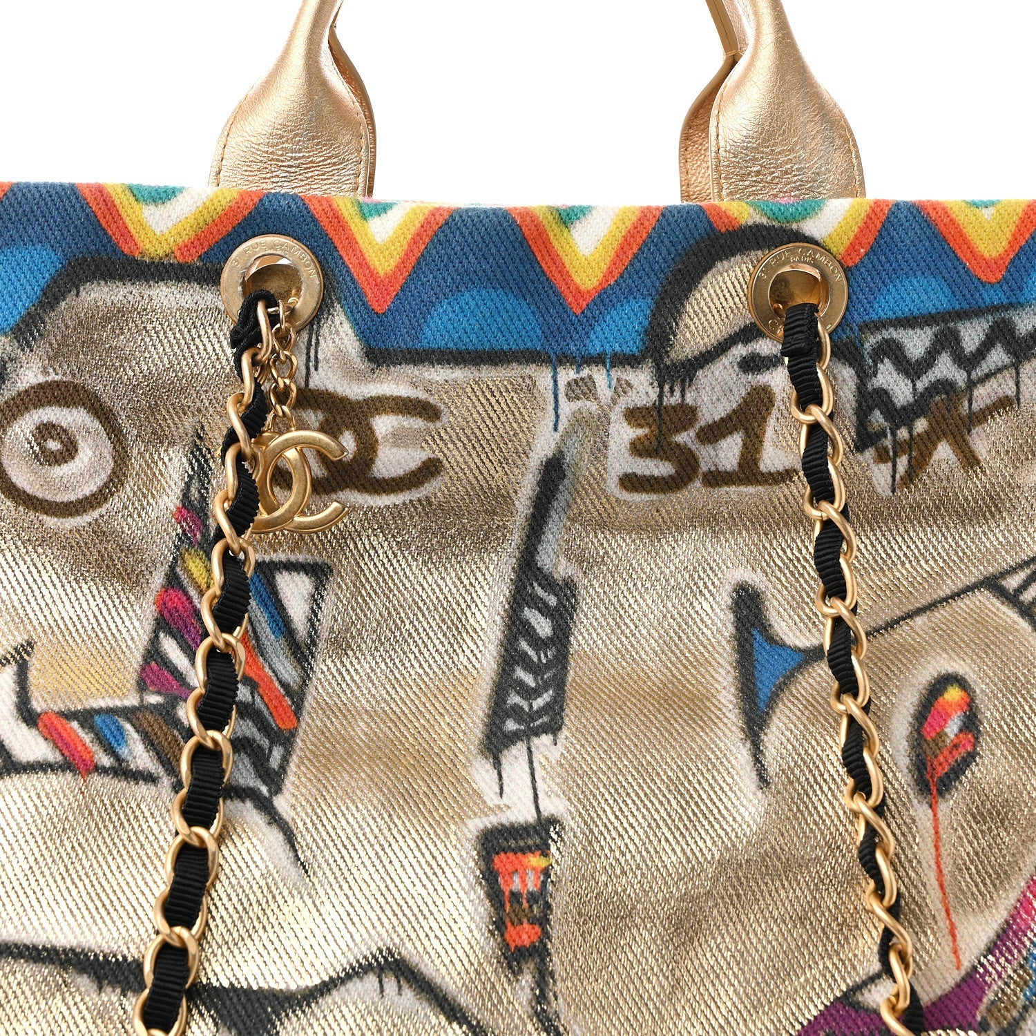 Graffiti Printed Canvas Street Spirit Tote Multicolor