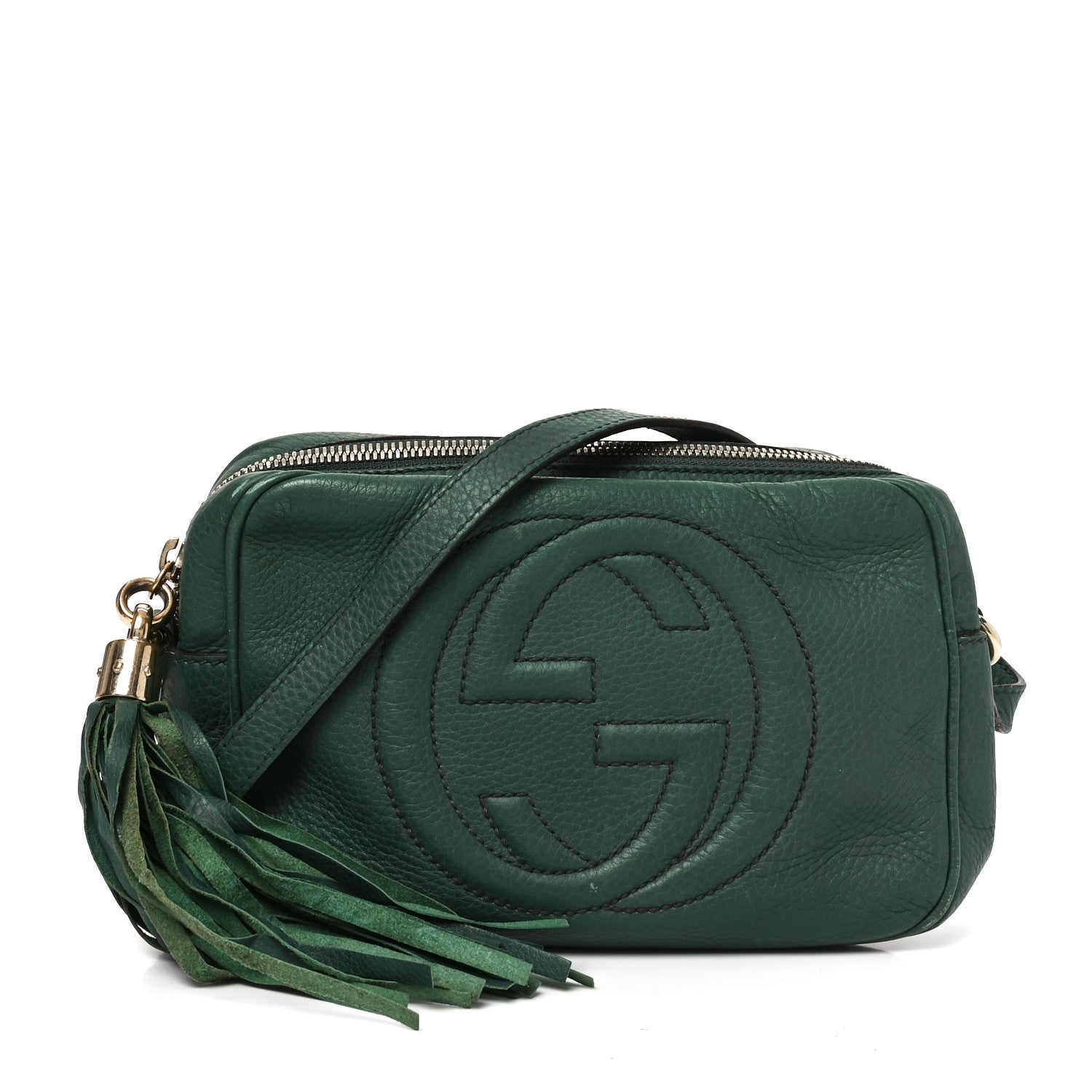 Pebbled Calfskin Small Soho Disco Bag Emerald Green