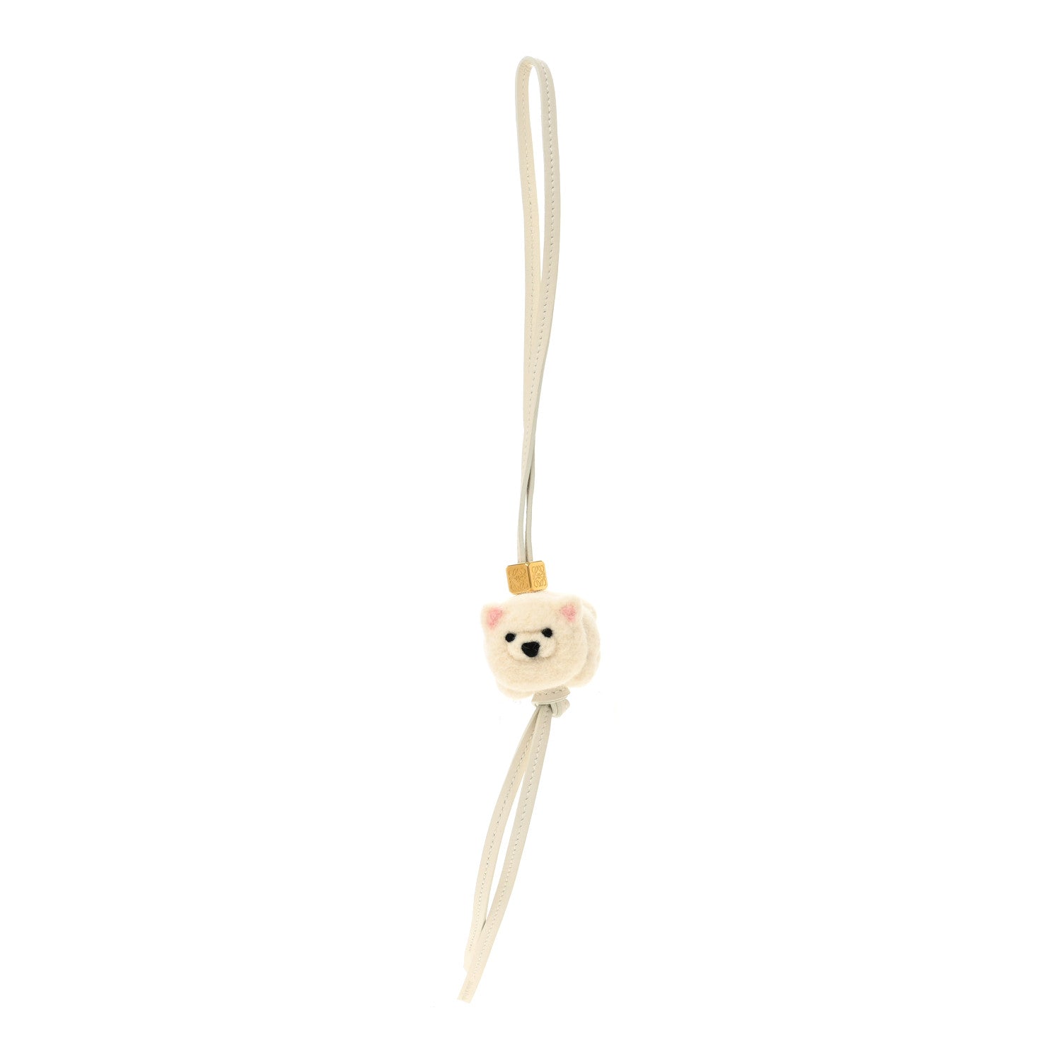 Calfskin Felt Chow Chow Bag Charm Soft White