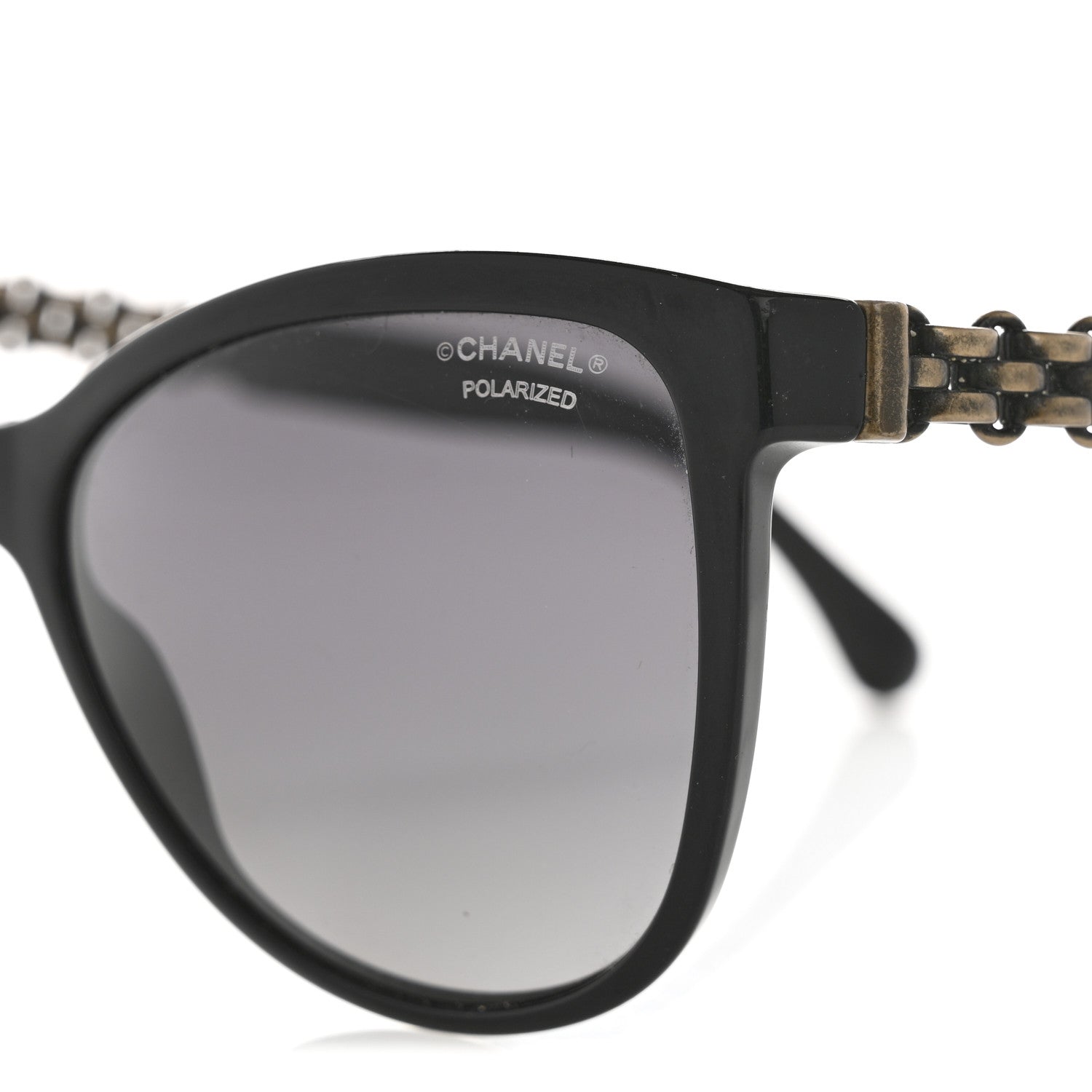 Acetate Polarized Cat Eye Chain Sunglasses 5326 Black