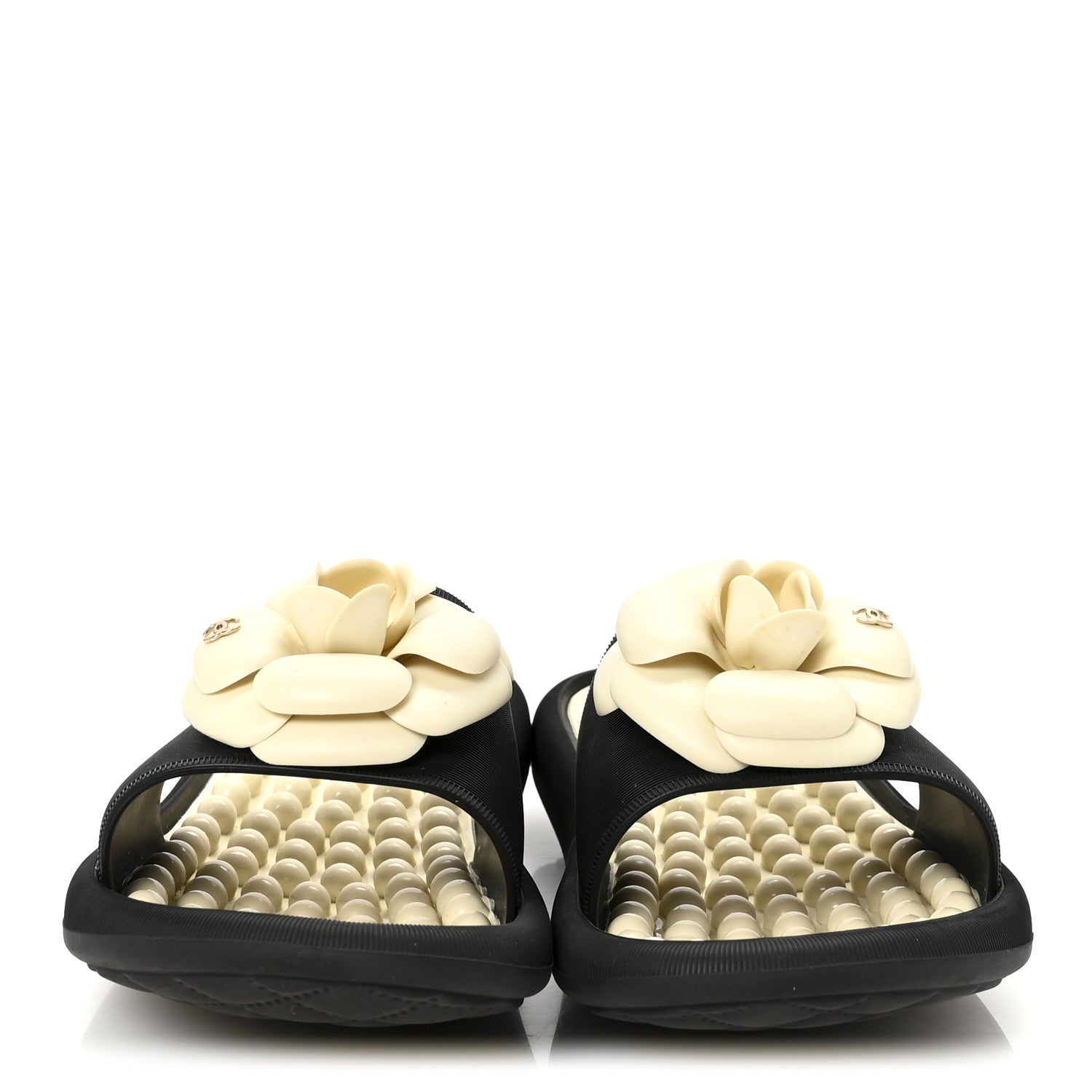 Thermoplastic PVC Camellia Mule Sandals 38 Black Ivory