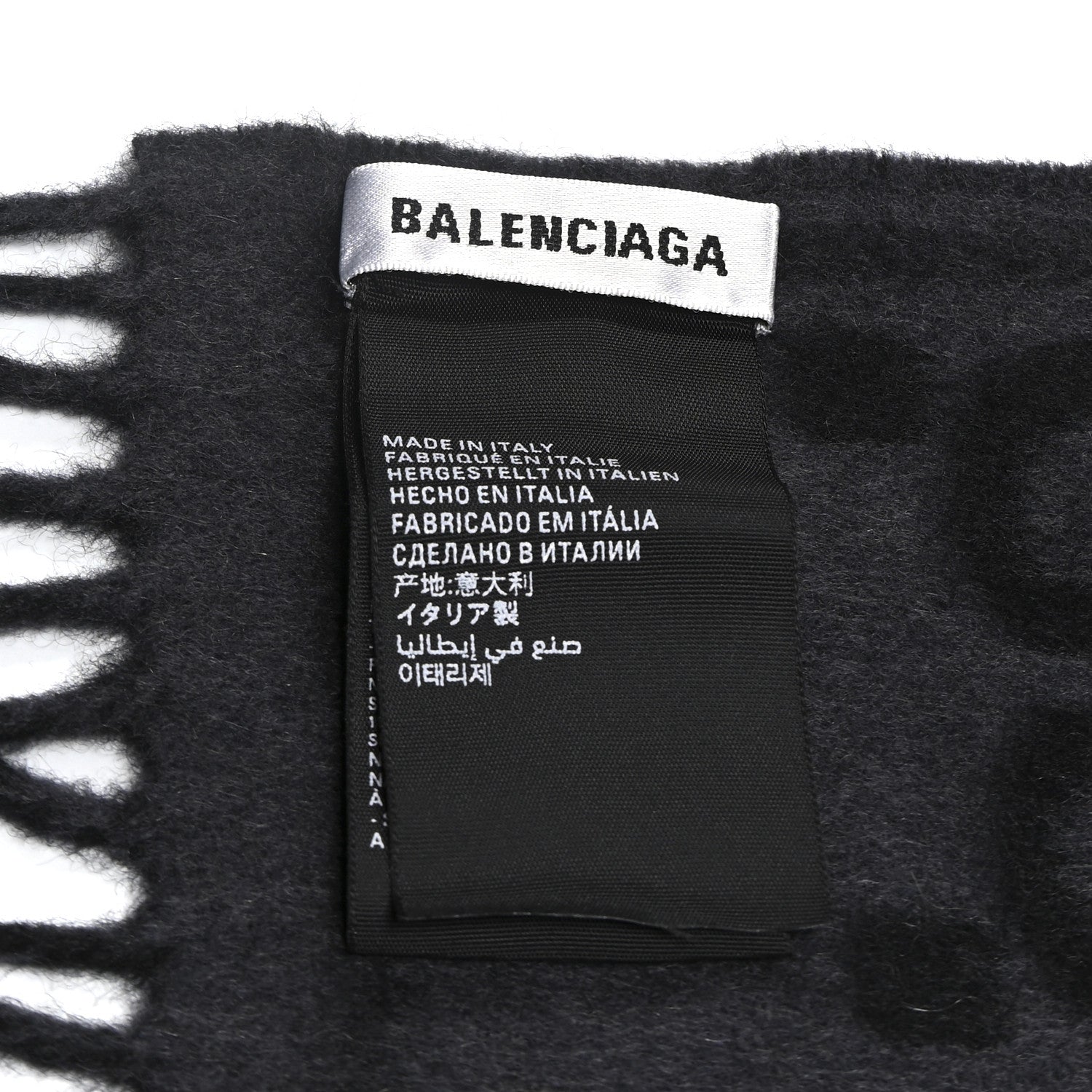 X BALENCIAGA Cashmere All Over Macro Print Scarf Black