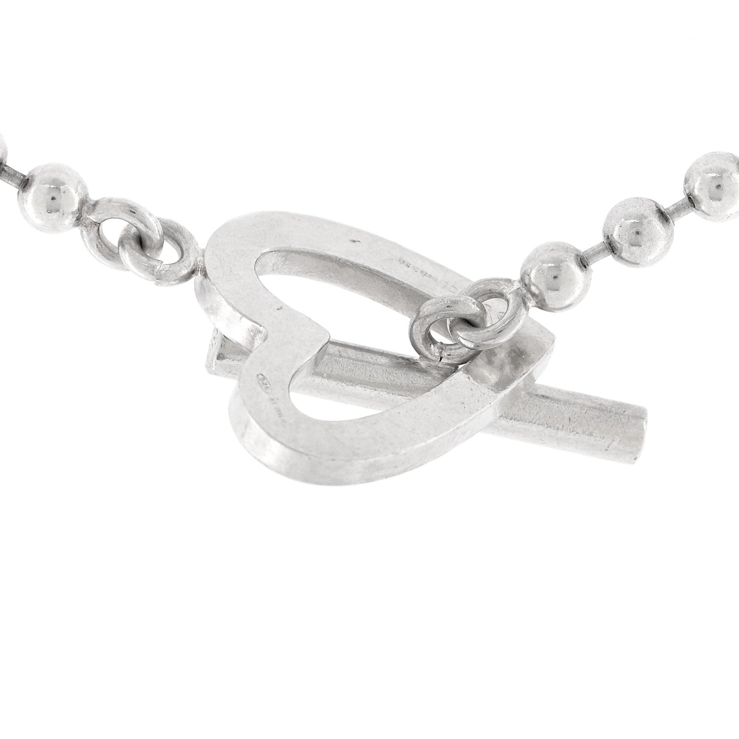 Sterling Silver Bead Heart Toggle Necklace