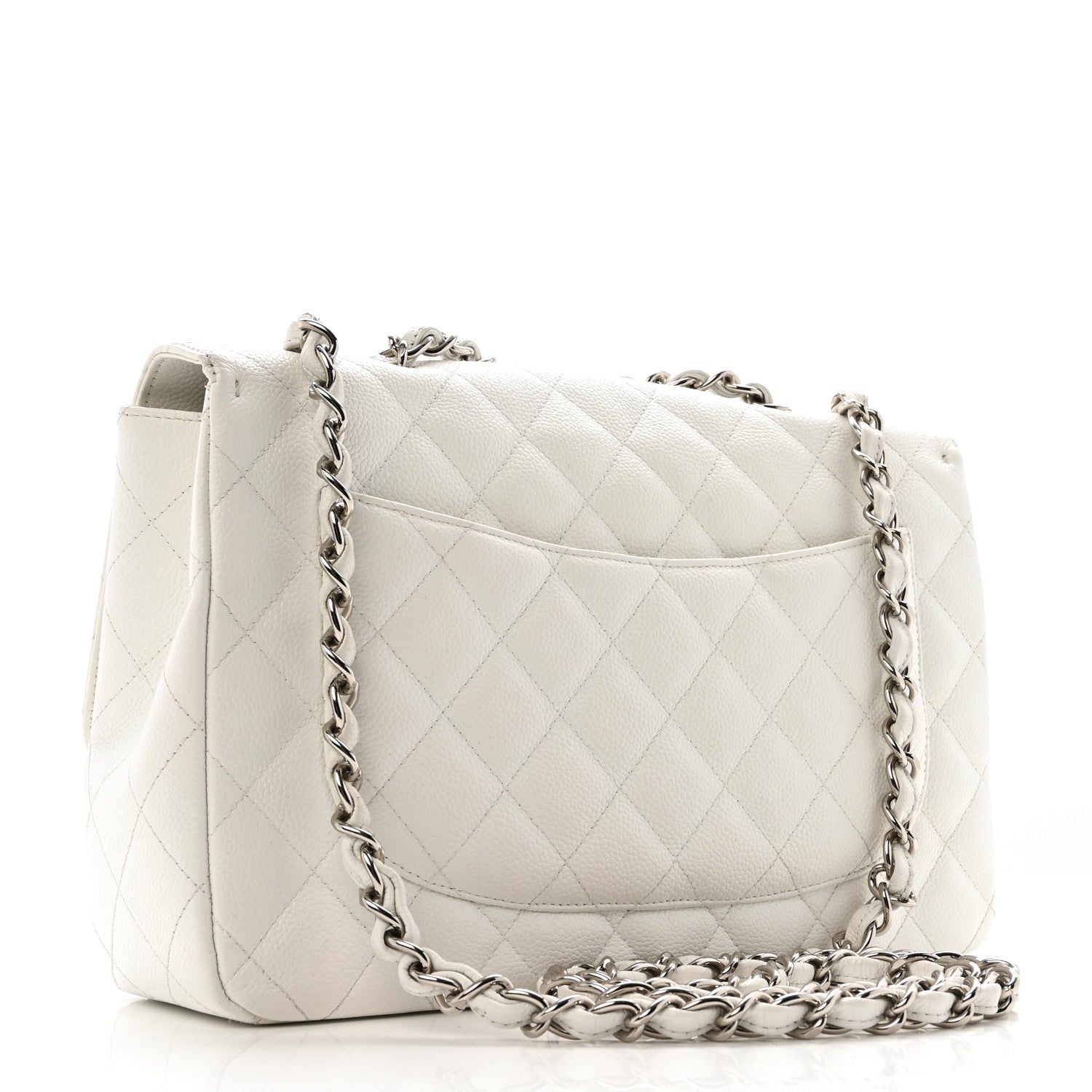 Caviar Quilted Jumbo Single Flap White