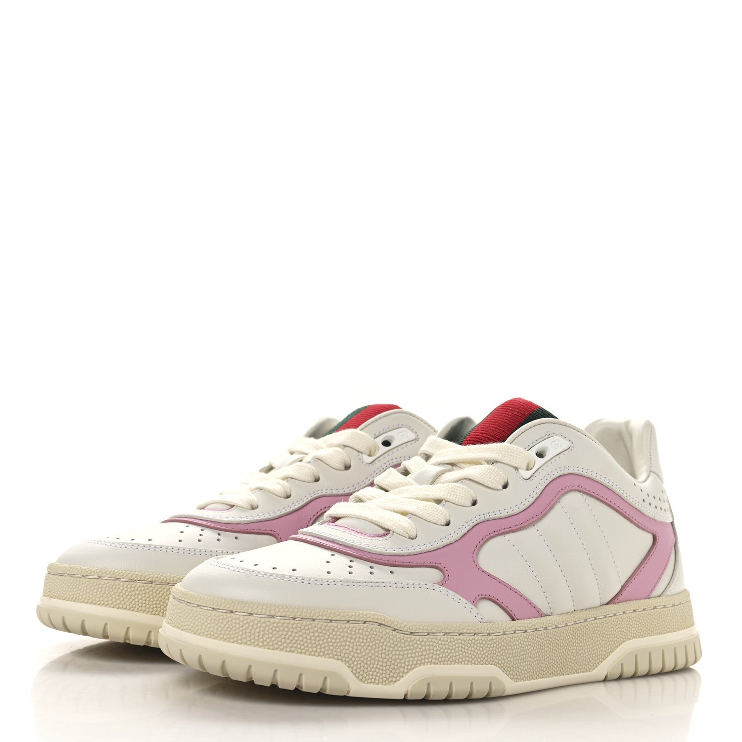 Calfskin Womens Re-Web Sneakers 36.5 White Pink
