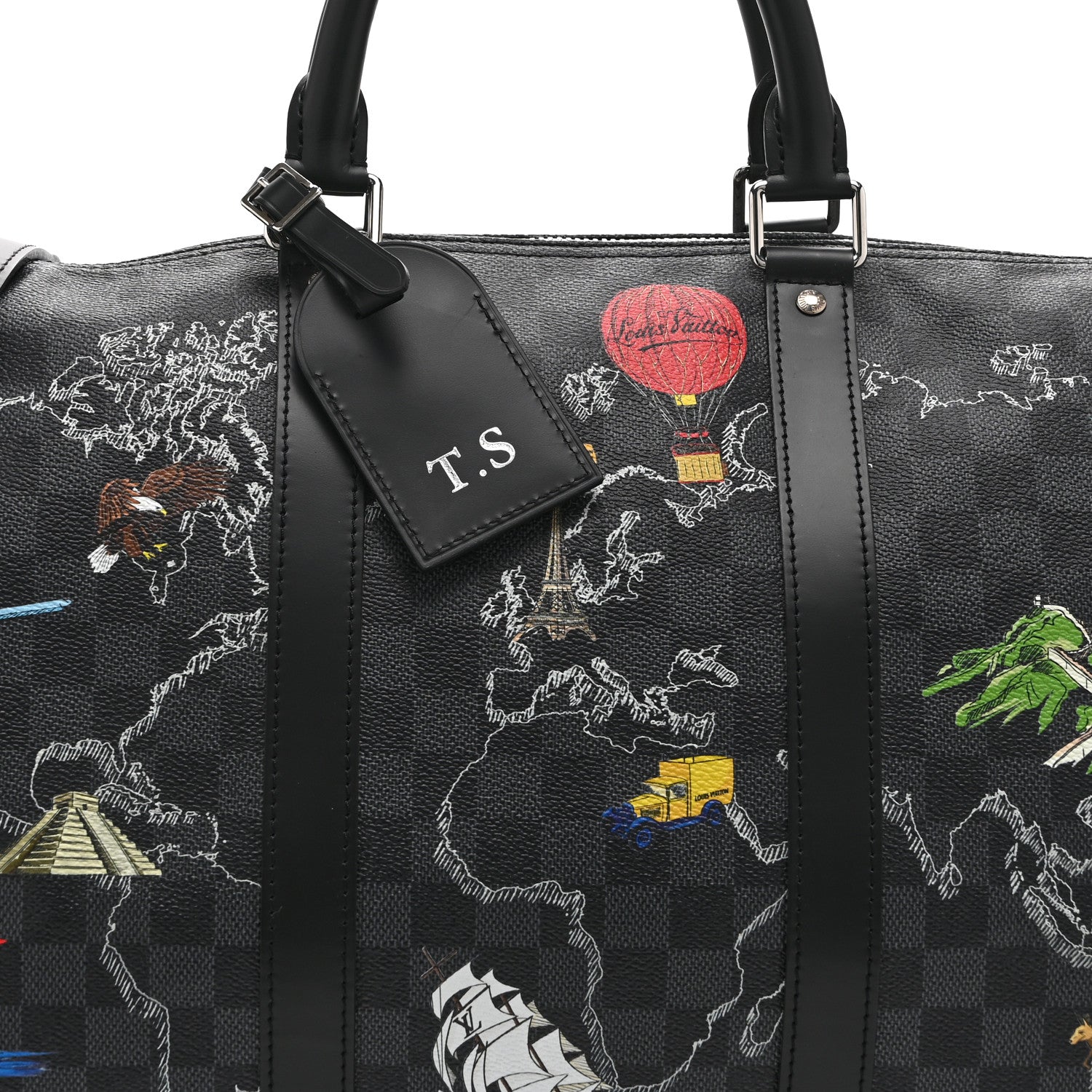Damier Graphite World Map Keepall Bandouliere 50