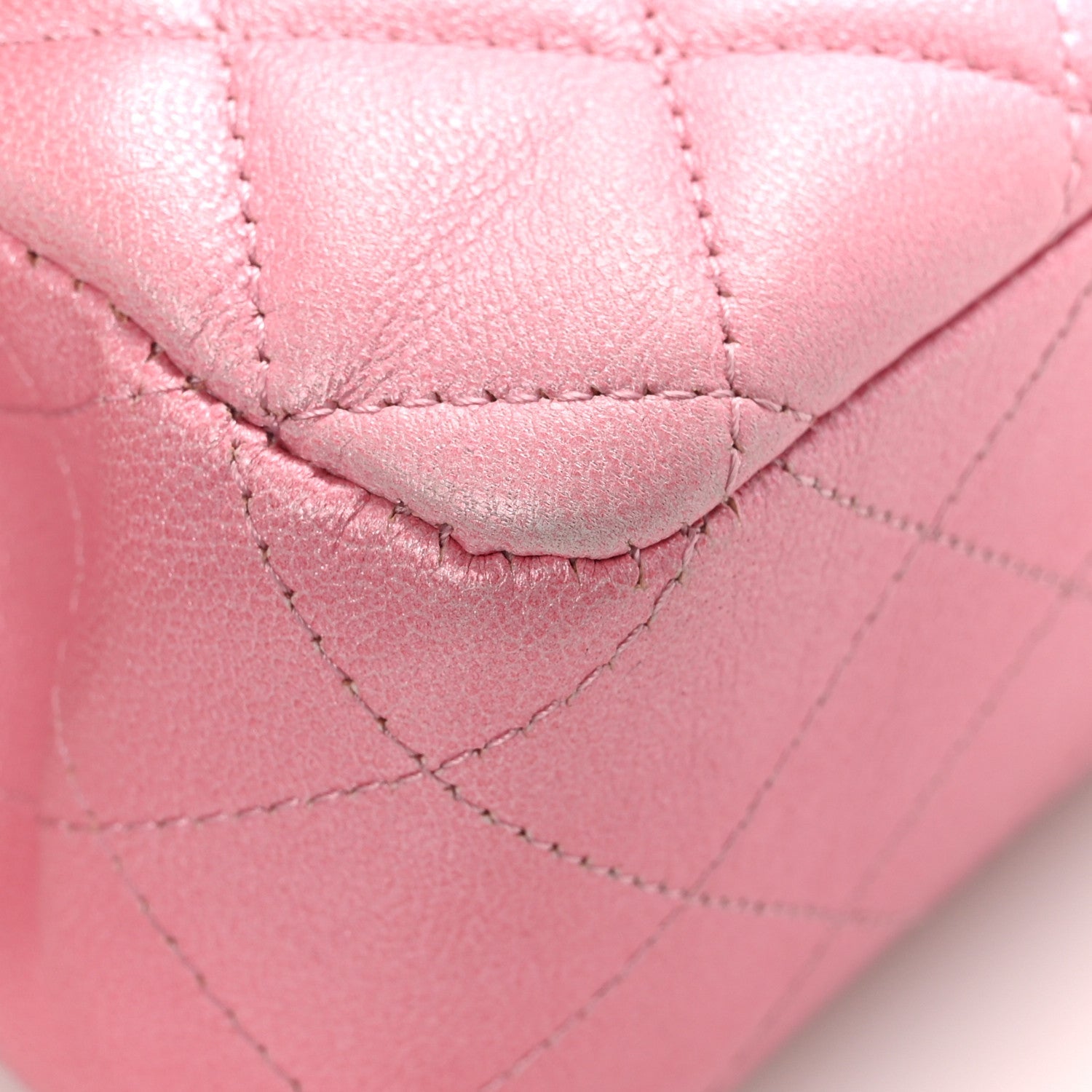 Cloudy Pearly Goatskin Quilted Medium Double Flap Pink