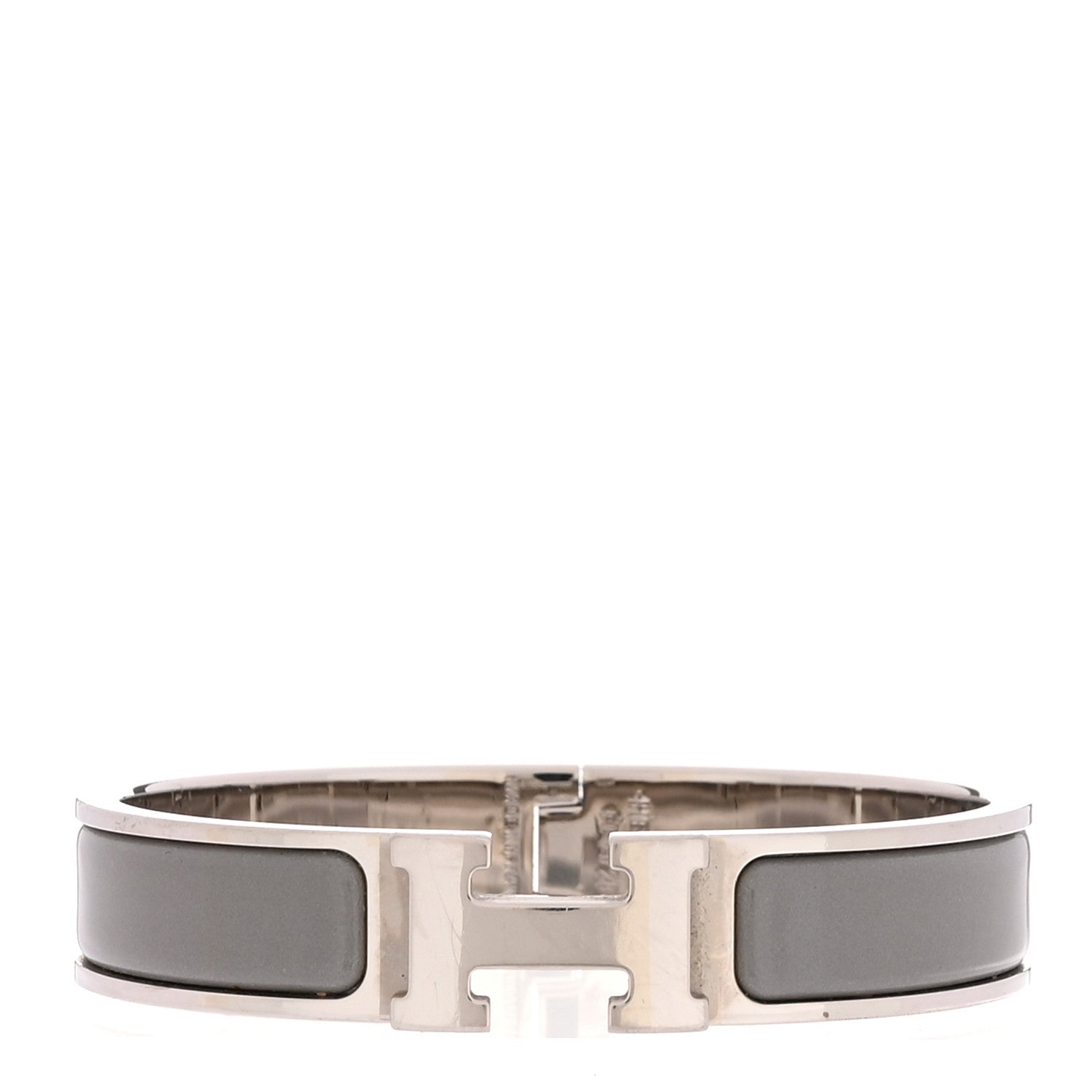 Enamel Narrow Clic Clac H Bracelet PM Gris Macadam