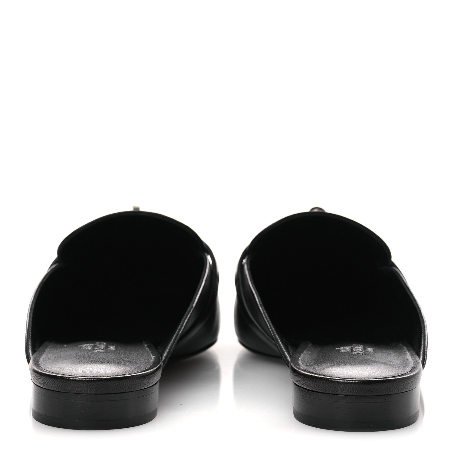 Glazed Calfskin Oz Mules 41 Black