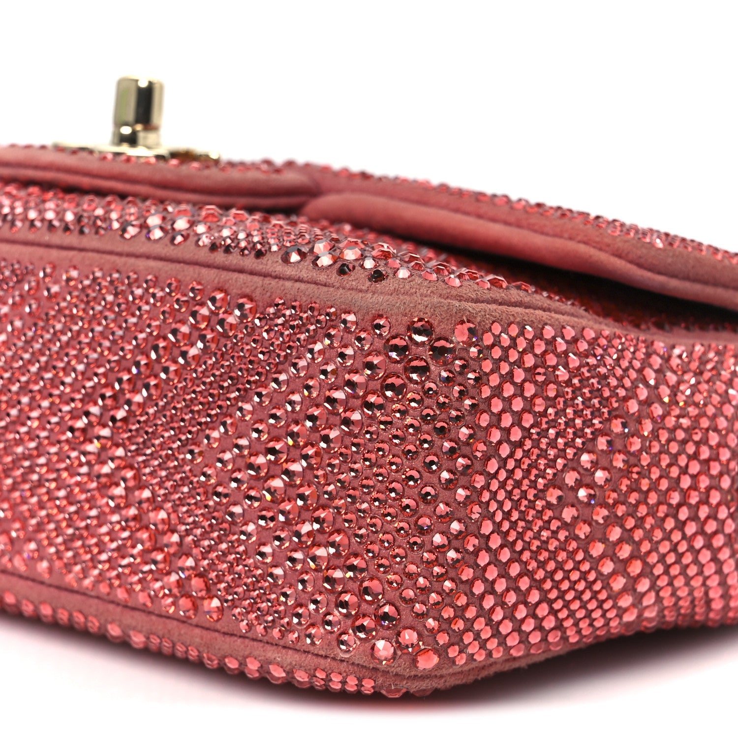 Metallic Goatskin Strass Small Flap Bag Pink