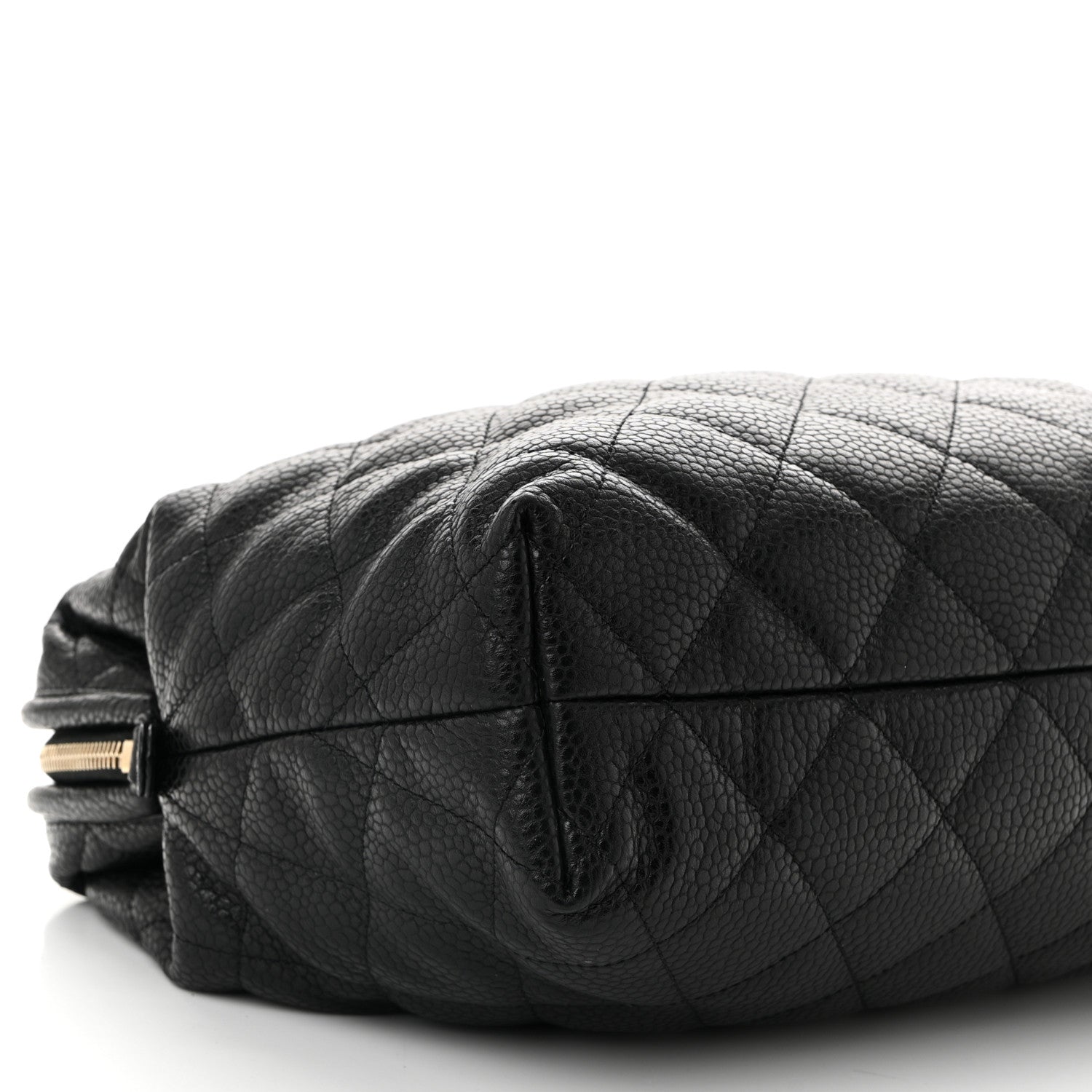Shiny Caviar Quilted Large Bowling Bag Black