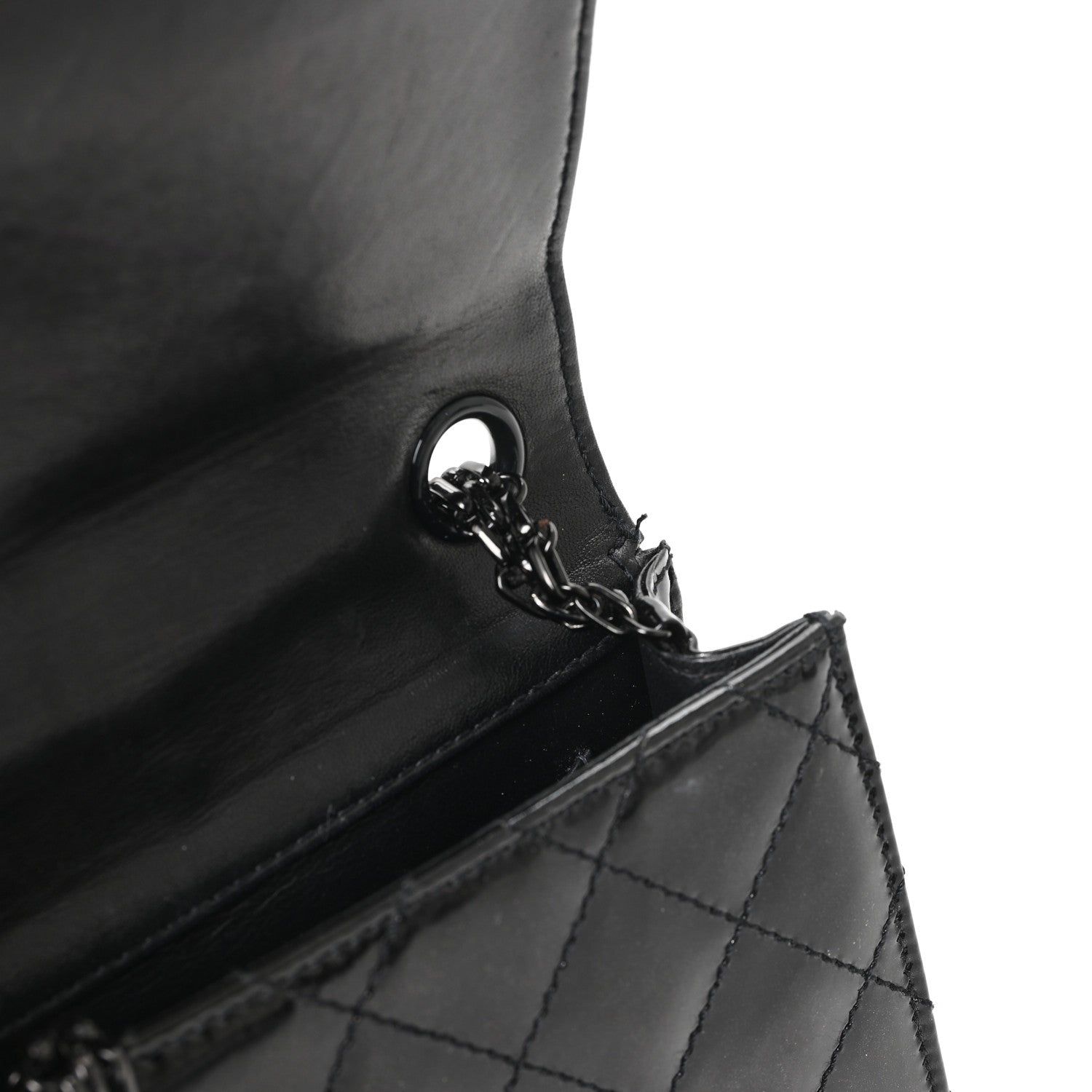 Patent Calfskin Quilted Reissue Mini Wallet On Chain So Black
