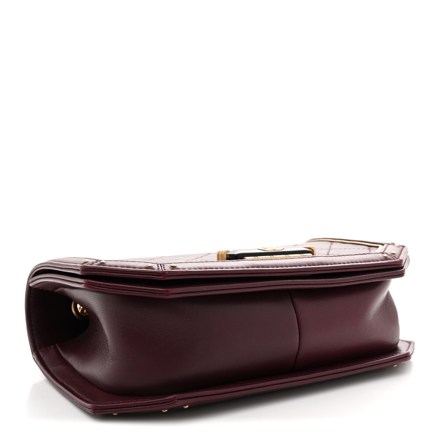 Calfskin Quilted Small Octagon CC Clasp Flap Bag Red Gold