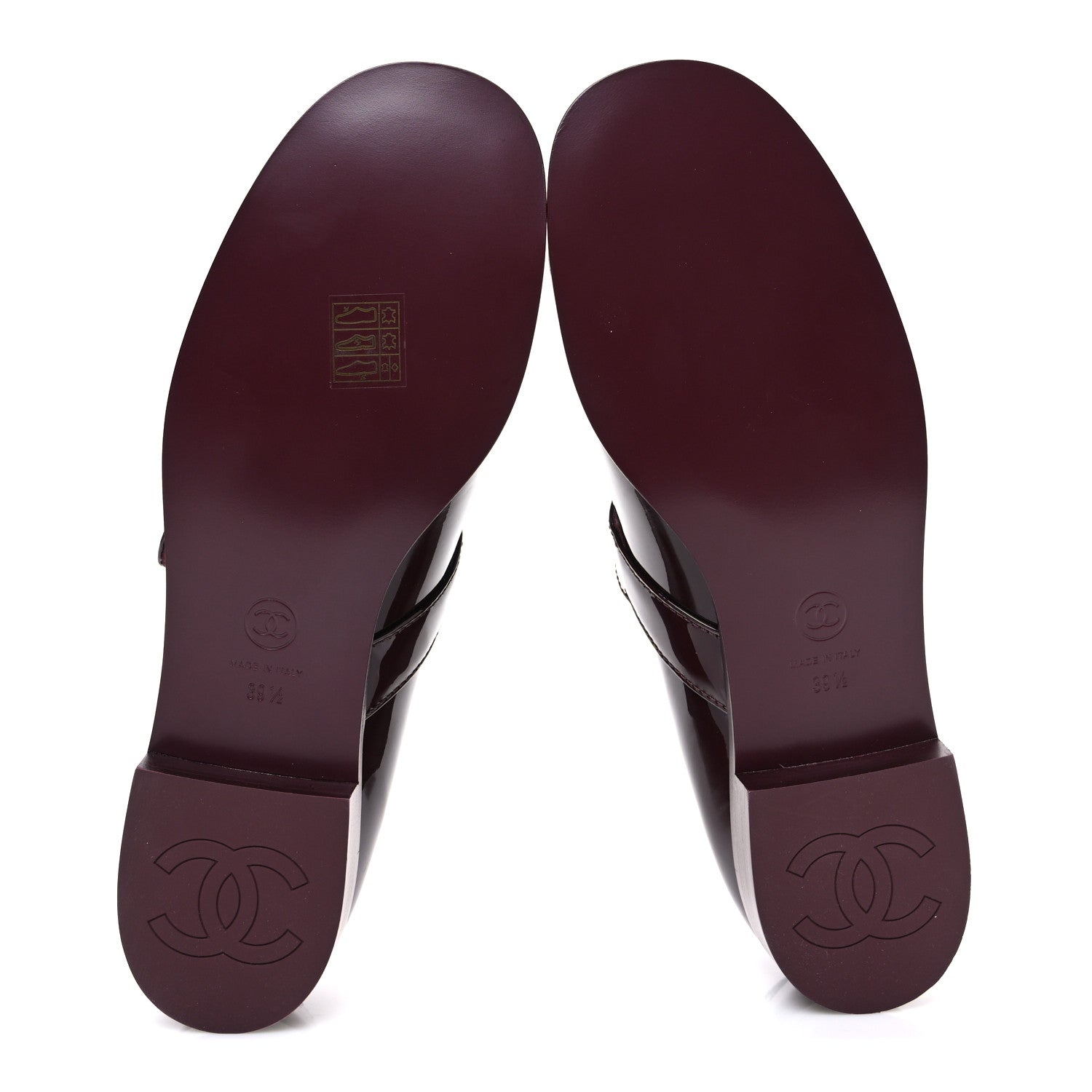 Patent Calfskin Mary Janes Flats 39.5 Burgundy