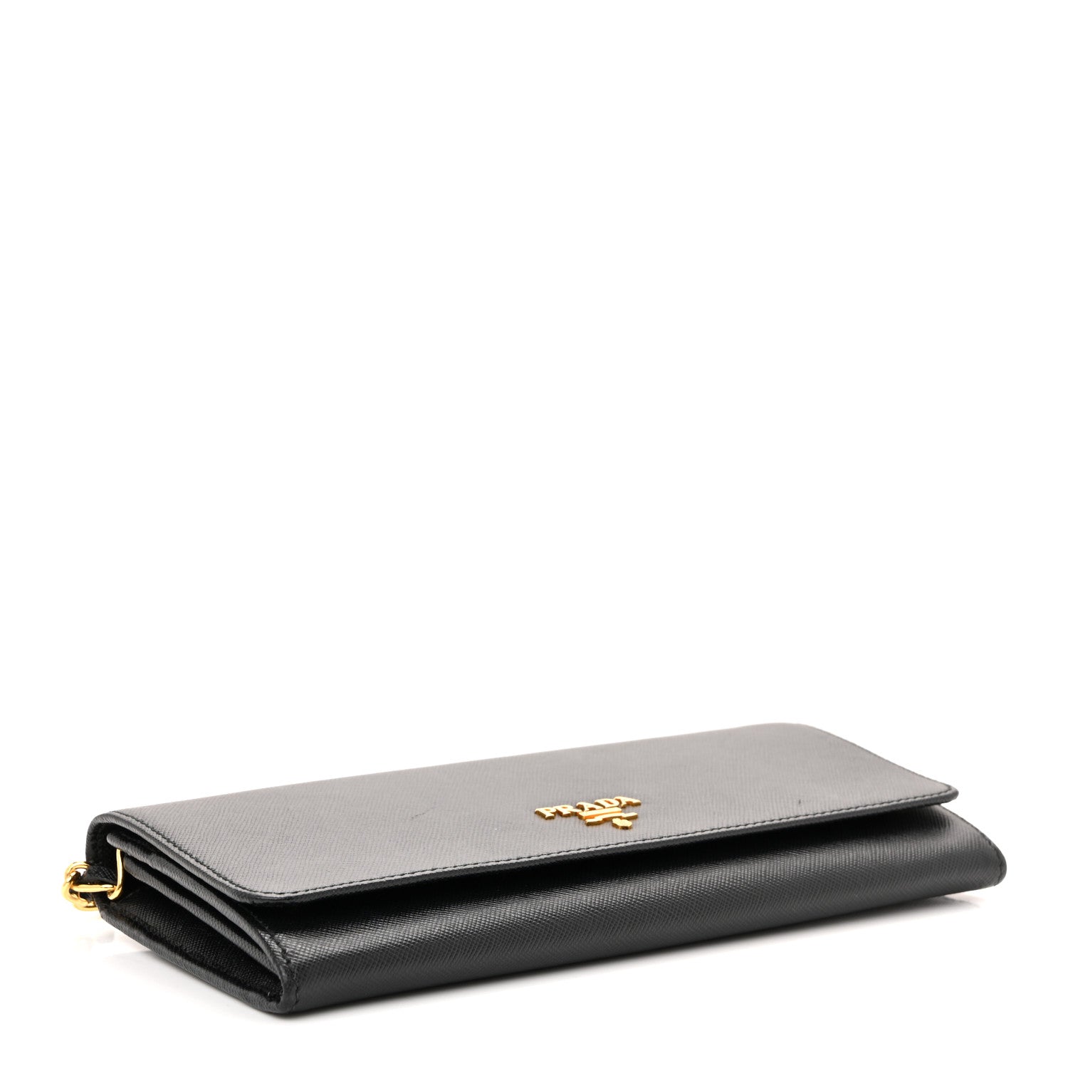 Saffiano Metal Oro Chain Wallet Black