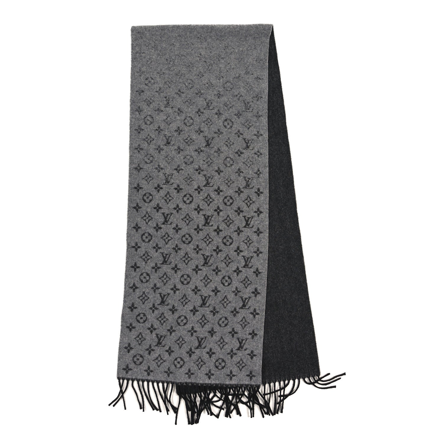 Cashmere Wool Monogram Gradient Scarf Light Grey