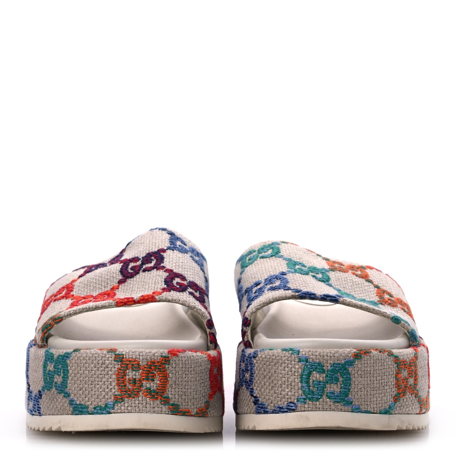 Linen Psychedelic Mini GG Monogram Angelina Platform 55mm Slide Sandals 36 Multicolor