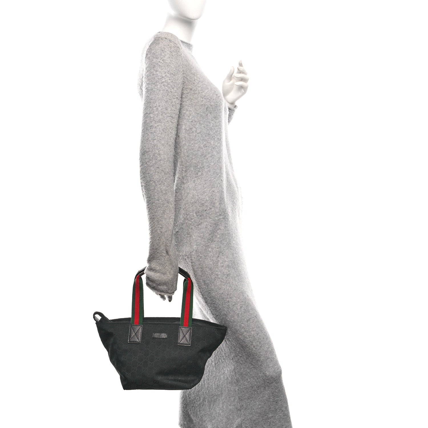 GG Monogram Small Web Handle Bucket Tote Black