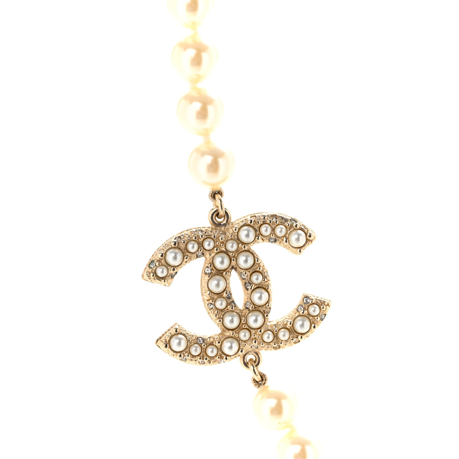 Pearl CC 100th Anniversary Necklace Light Gold