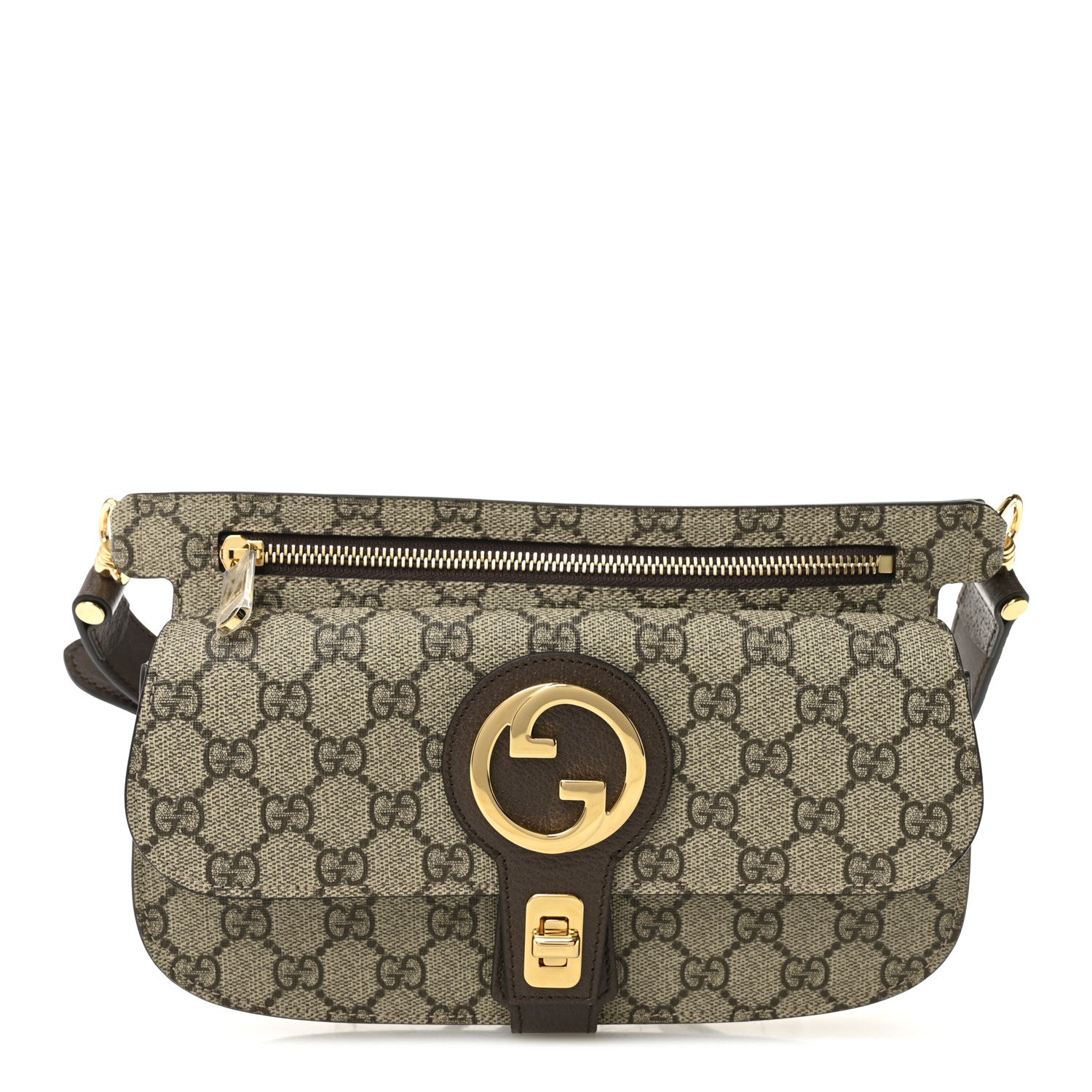 GG Supreme Monogram Textured Dollar Calfskin Blondie Belt Bag Beige Ebony New Acero